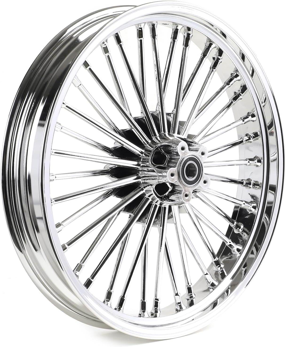 TOFR 21inch Chrome Front Wheel Rim Fat King Spokes Tubeless For Harley Touring 2009-2023 Road King Street Glide Road Glide Electra Glide Ultra Classic Ultra Limited With 11.8" Polished Front Rotors