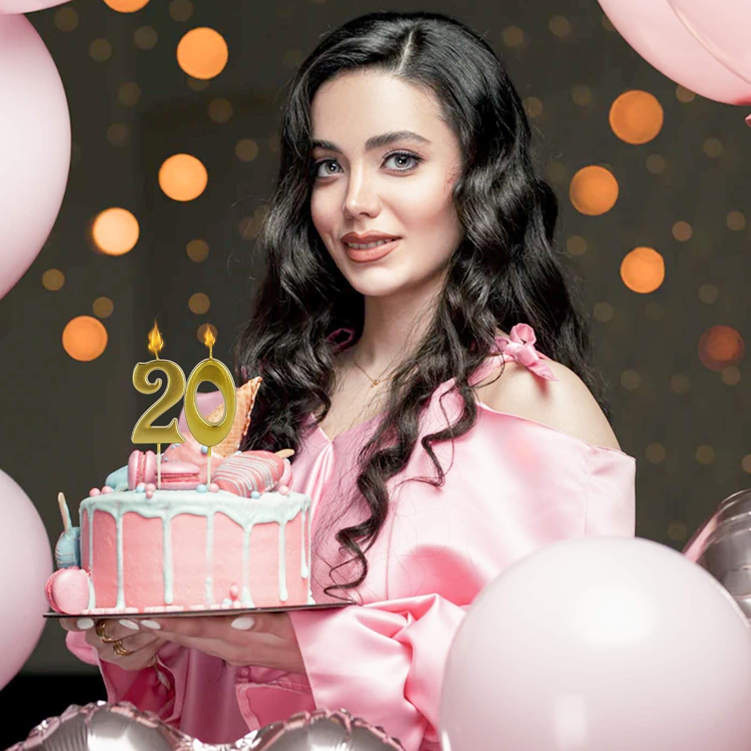 LHGOGO Gold Birthday Candles for Cake, Premium Glitter 2nd Number Candle Party Wedding Anniversary Decoration for Kids Women or Men, Number 2 : Home & Kitchen