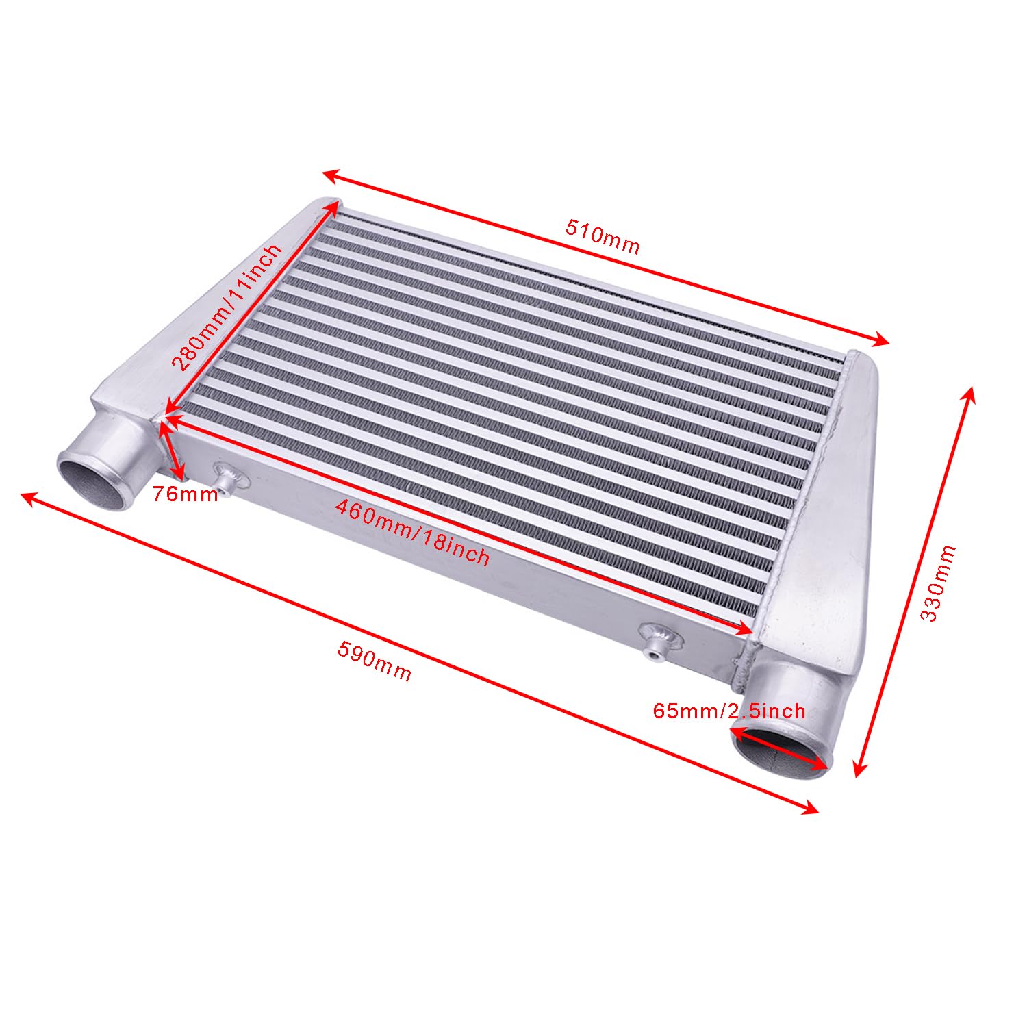 Intercooler Wlot chłodnicy wewnętrznej 460X280X76mm 65mm 2,5 cala