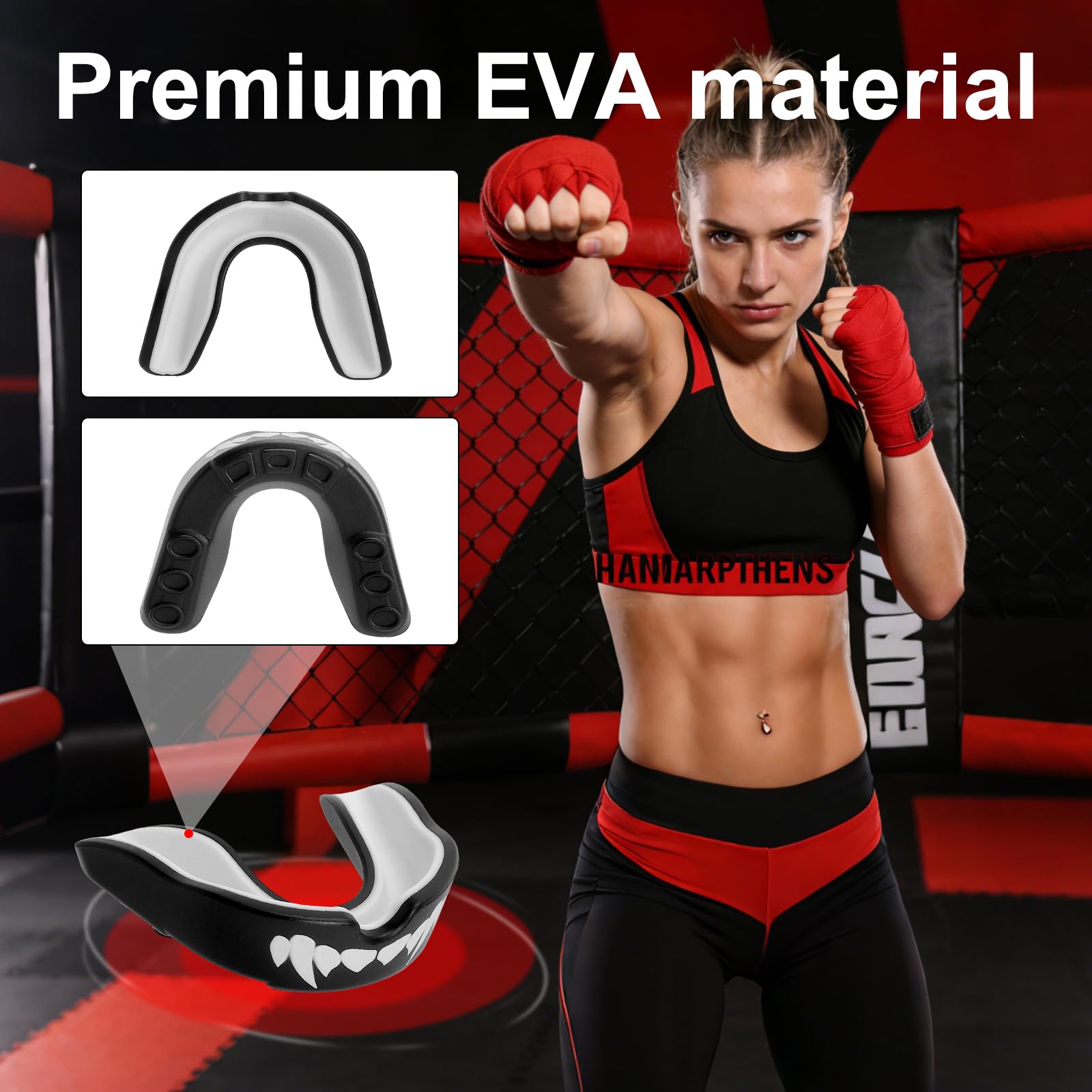 Protectores bucales deportivos para adultos, negro, kickboxing, rugby, boxeo