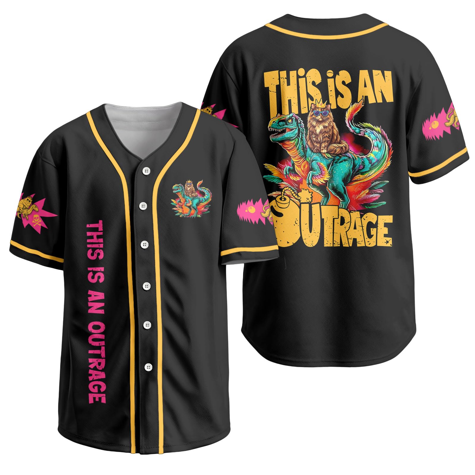 fat mummy Men's Baseball Jersey Shirt Button Down Up Short - softball | Mubboo