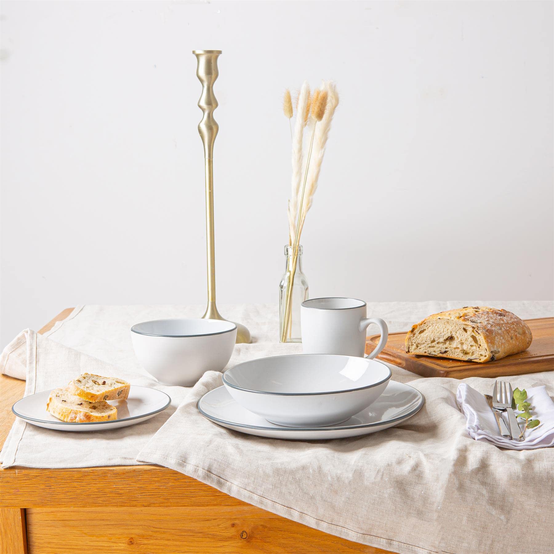 Buy Nicola Spring 24 Piece Stoneware Dinner Set Heavy Duty, Smooth