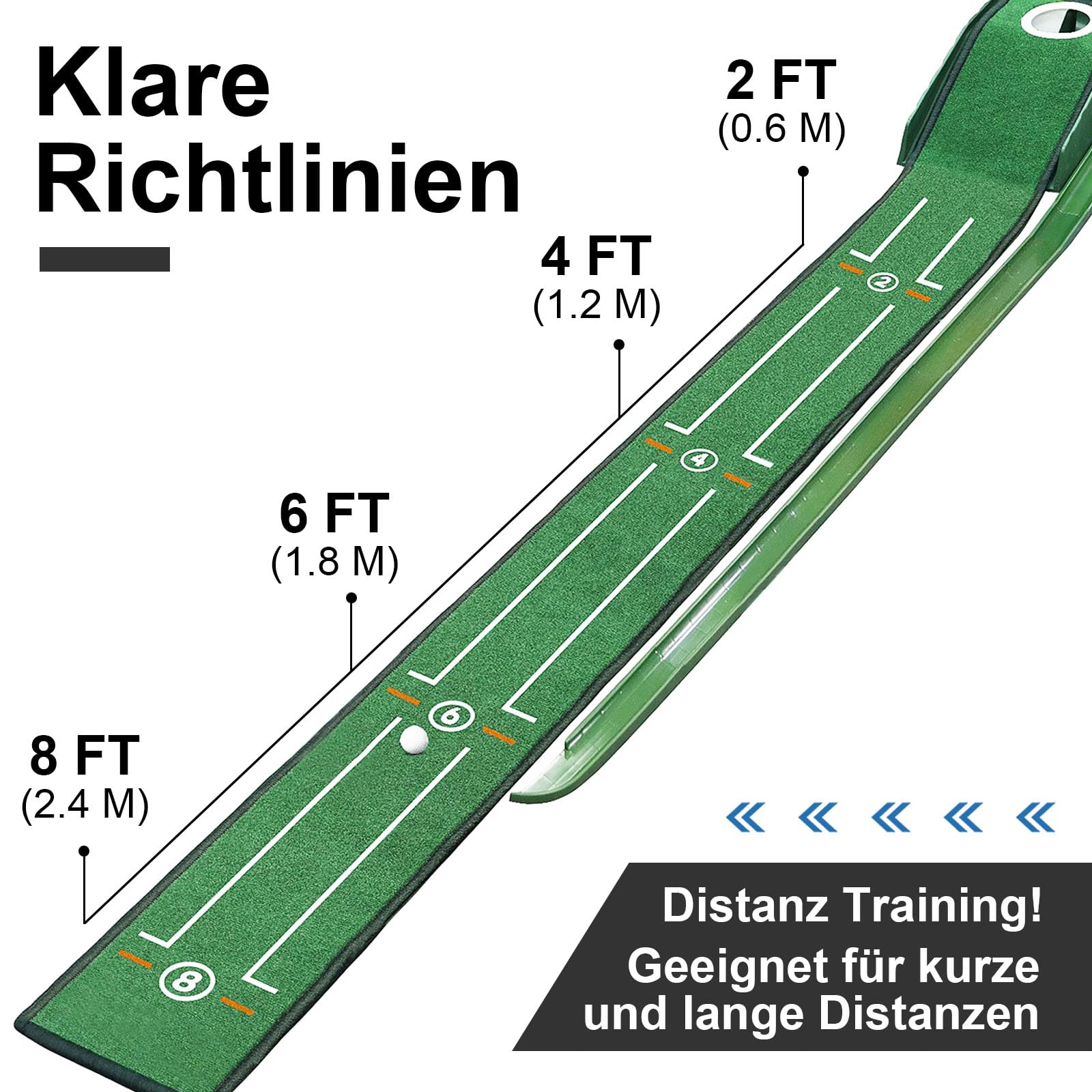 Golf Putting Matte - Indoor Grün Mit Auto Return Und 3 Golfbällen, Kunstrasen Übungsmatte Für Zuhause, Büro Und Gym