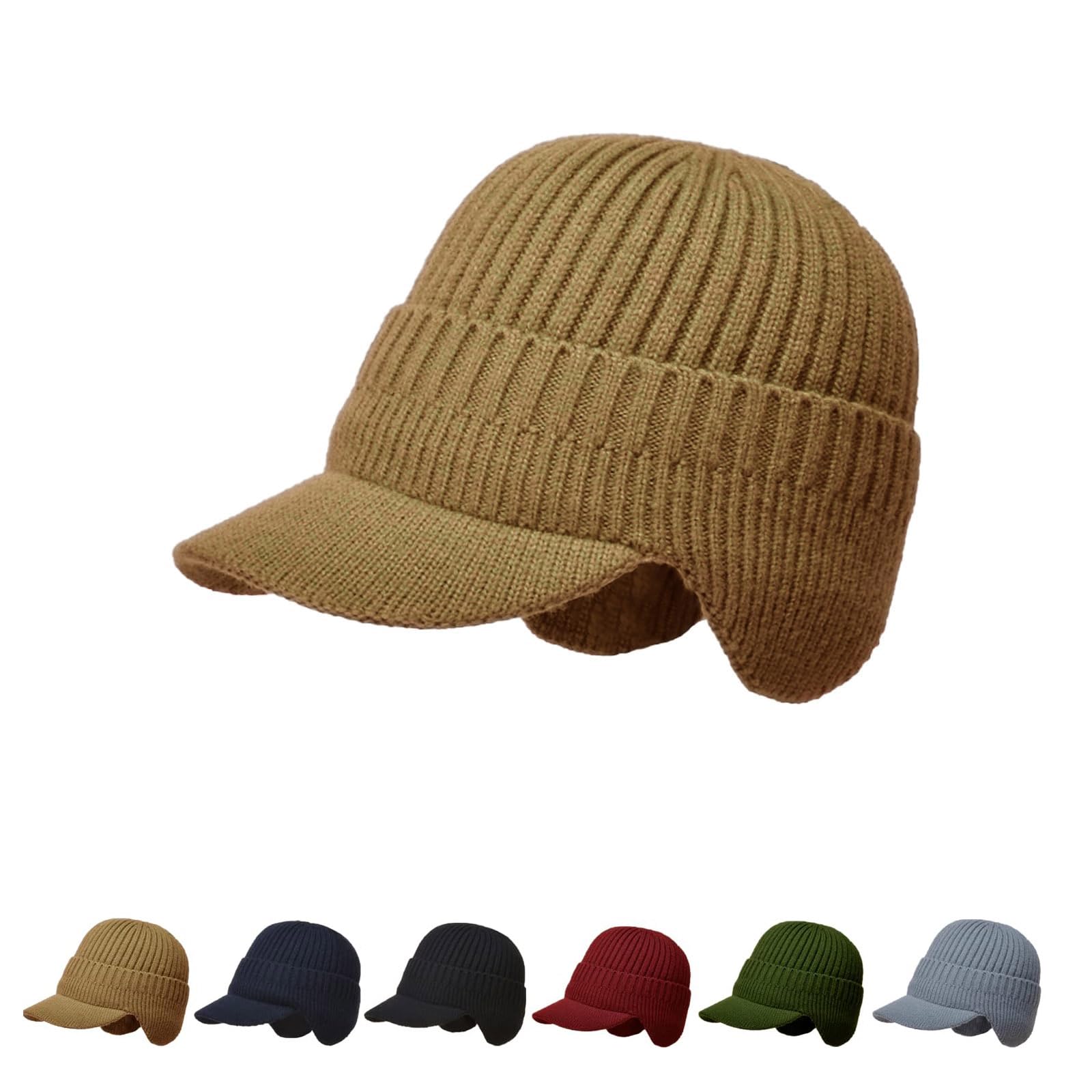 LELEBEAR Elastic Warm Ear Protection Knitted Hat, Outdoor Riding Elastic Warm Ear Protection Knitted Hat with Earflaps