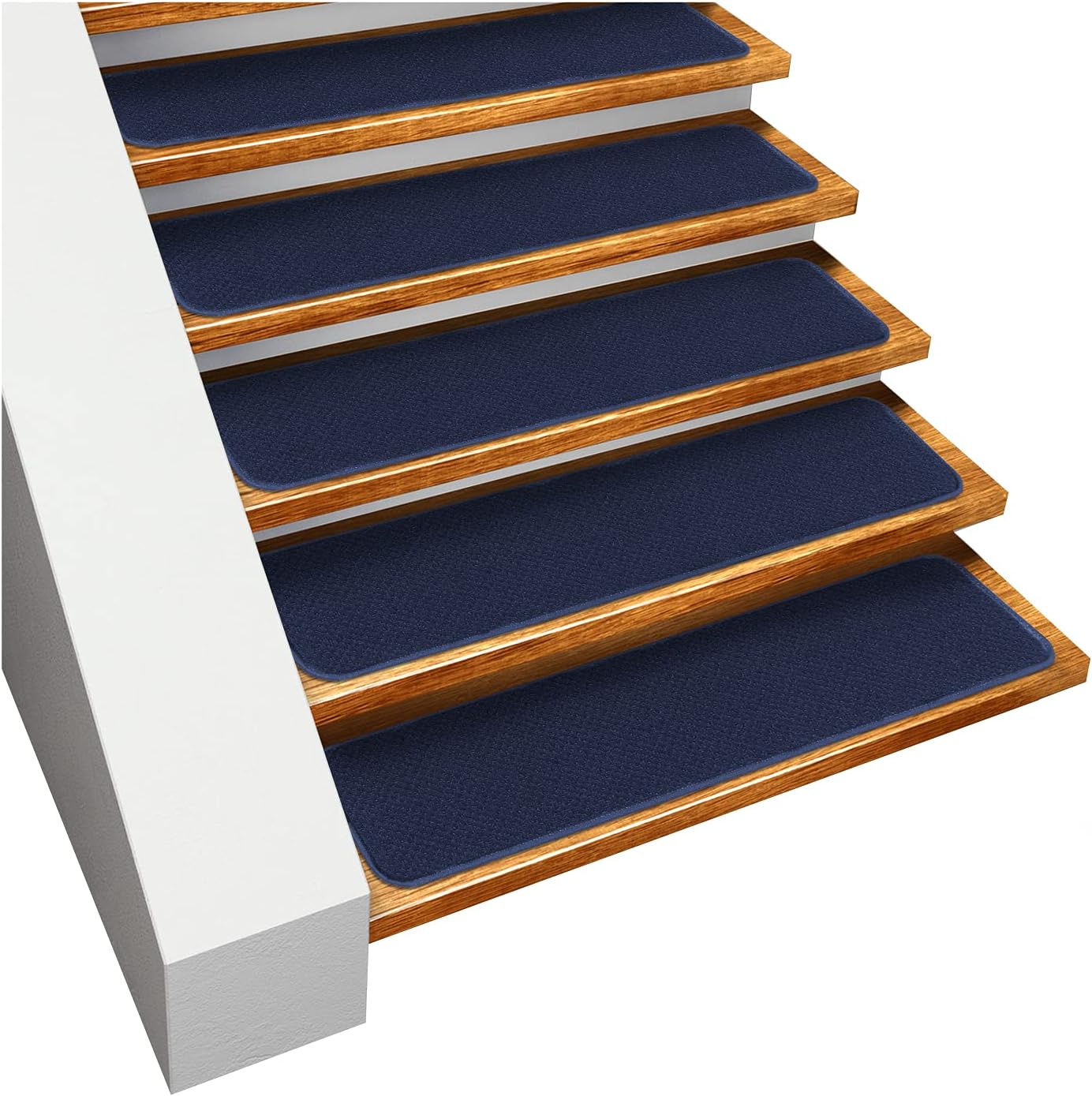 House, Home and More Set of 15 Skid-Resistant Carpet Stair Treads - Navy Blue - 9 Inches X 36 Inches