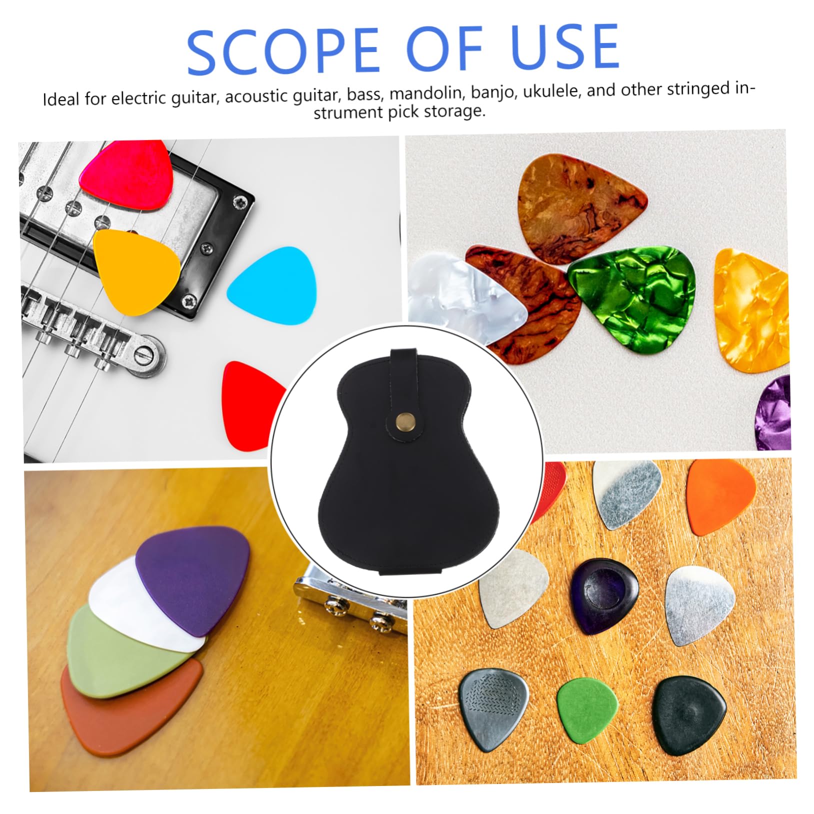 FUNOMOCYA Folding Guitar Pick Container 18-slot Pu Guitar Pick Storage Case for Acoustic Instruments