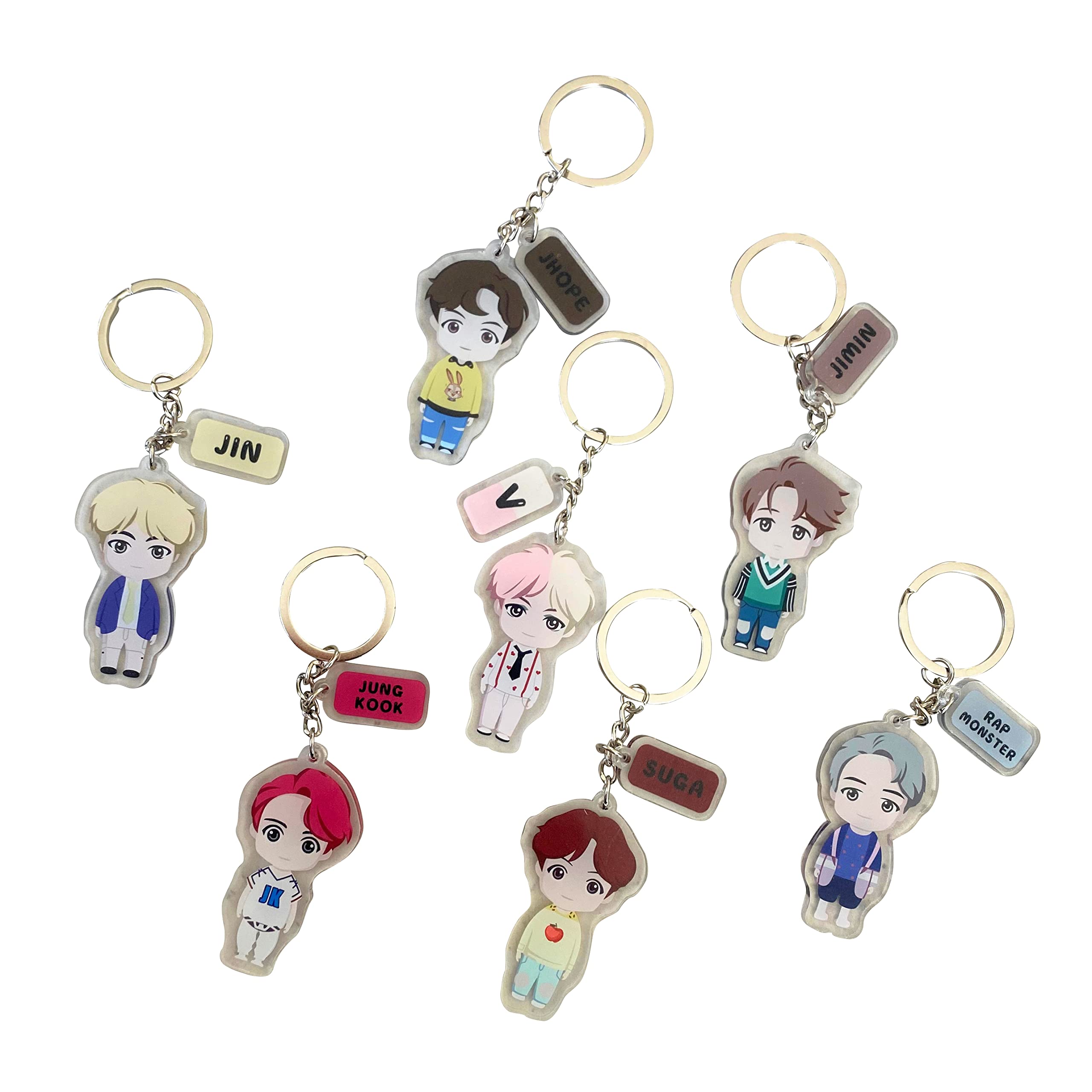 BTS Tiny Tans Keychains sets KPOP ARMY, 1-1/2”x1-1/2”