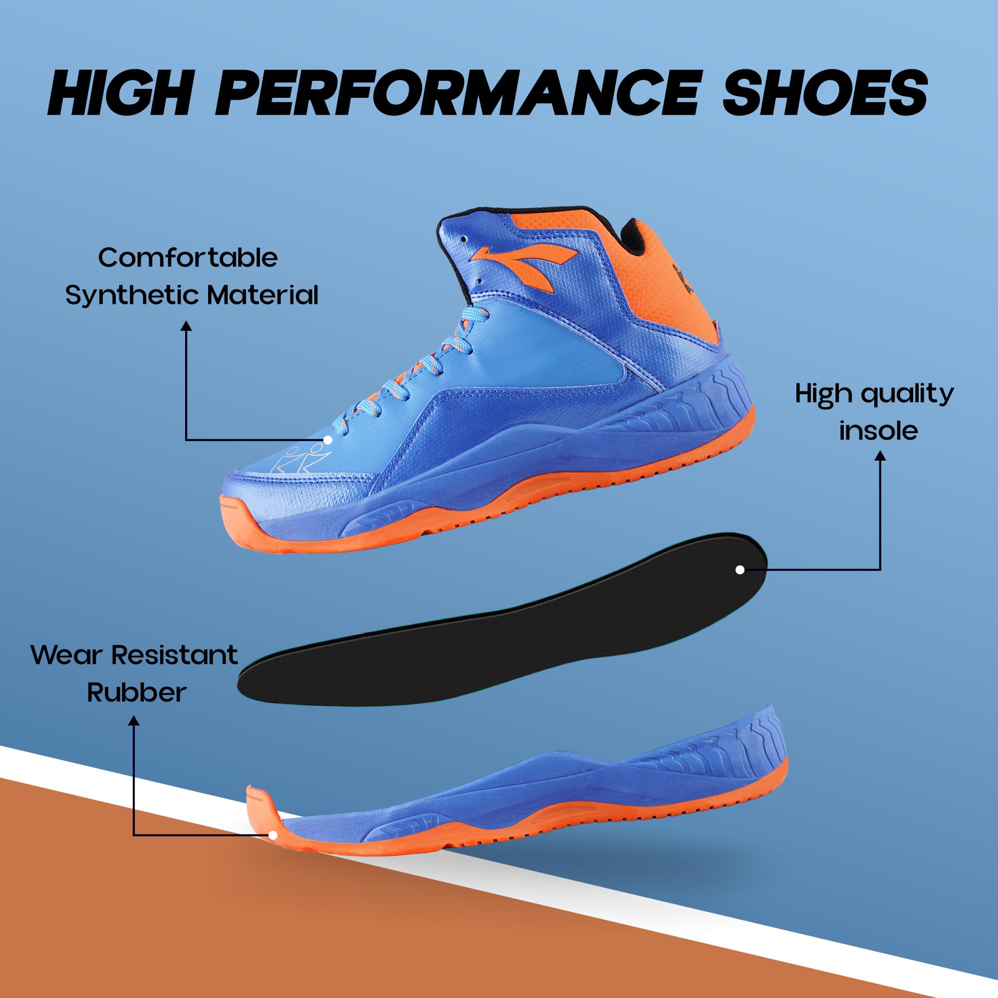 Konex Slam Dunk Water Repellent Basketball Shoes For Indoor