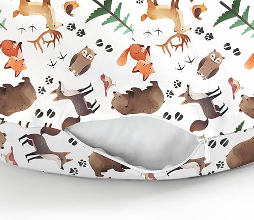 Miniatura 8 de Fundas de almohada de lactancia para niños y niñas, diseño de animales lindos con pistas de animales, oso, mapache, lobo, búho, funda de almohada