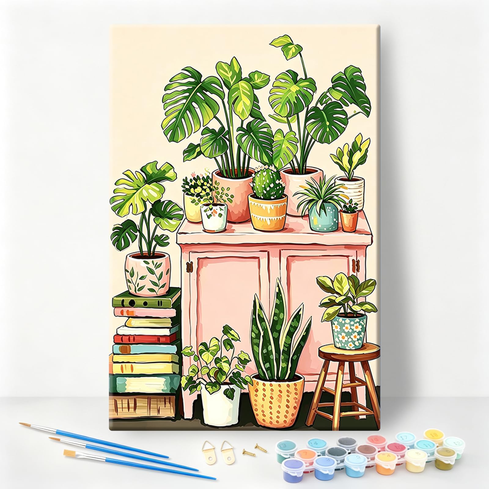 Paint by Numbers for Adults with Frame, Plants Number Painting, 8x12 Inch