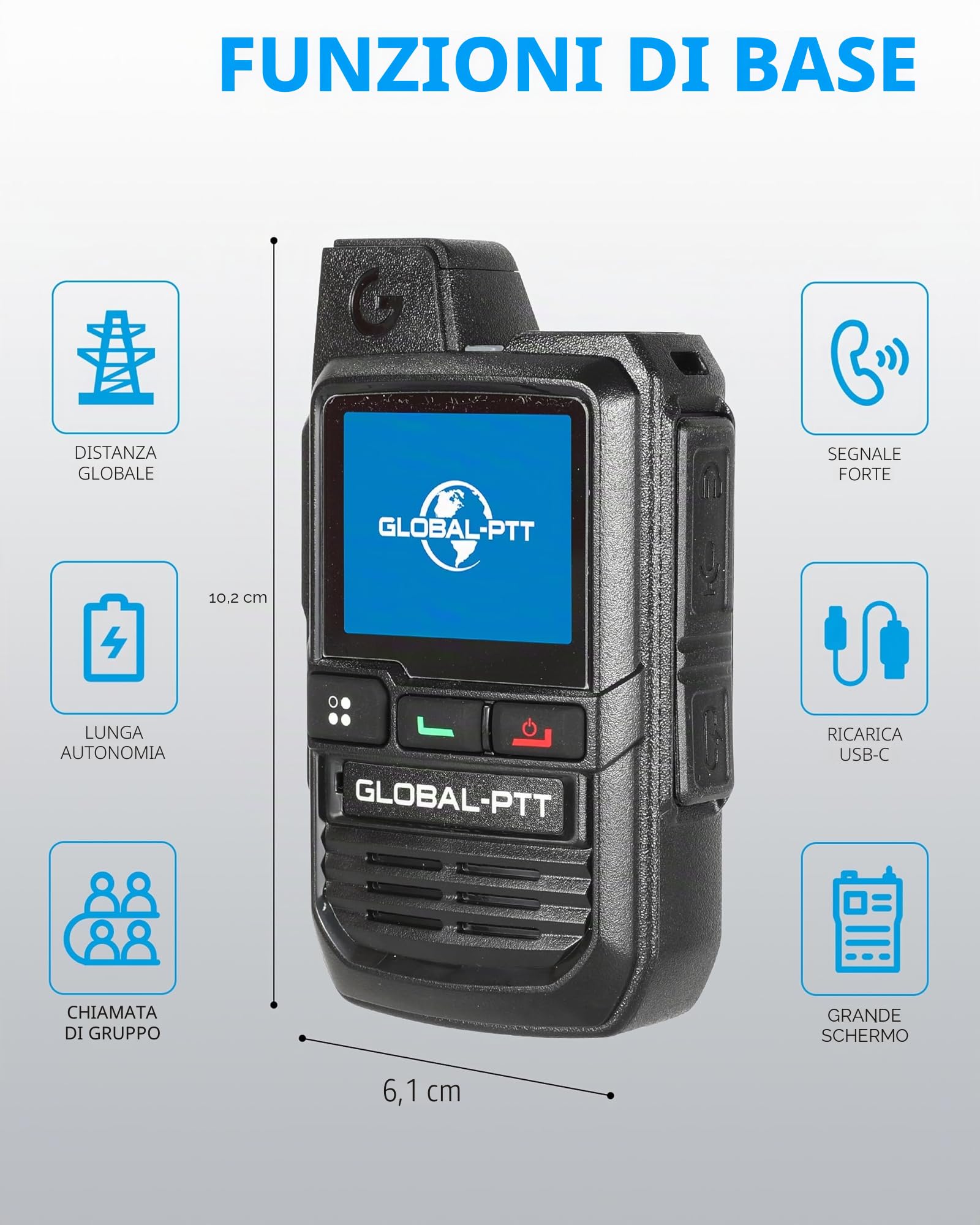 Confezione da 2 walkie talkie LTE Global da 4 g con schede SIM, radio PoC bidirezionali palmari, portata illimitata - PTT ricaricabile Push to Talk Over Cellular Radio a lungo raggio (2)