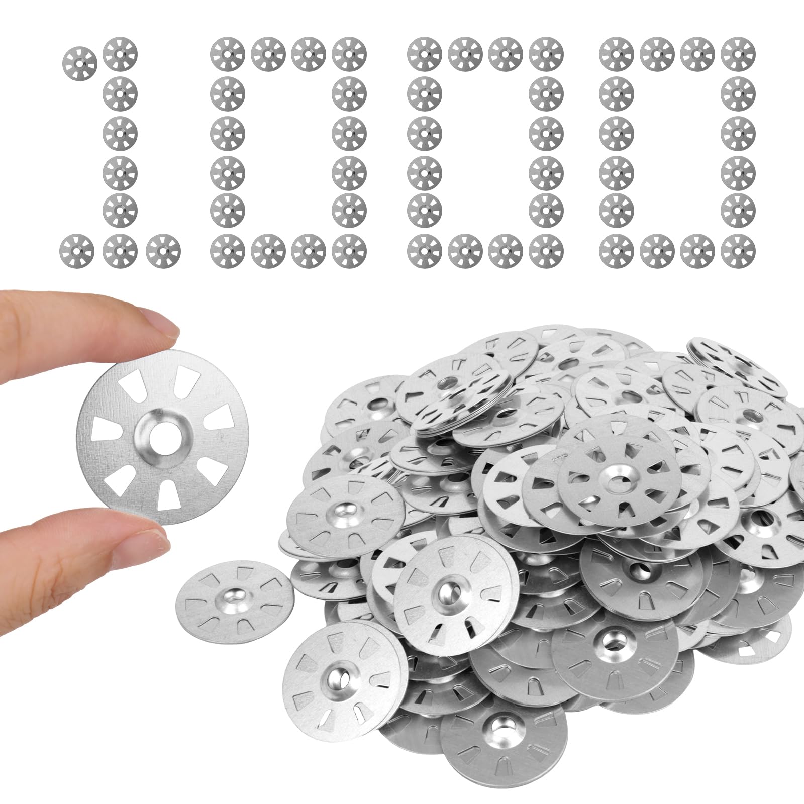 1000 Pack 35mm Insulation Washers – Metal Fixing Washers for Insulation Boards & Tile Backer Boards – Rustproof Self-Centering Discs for Drywall, Plasterboard & Kingspan