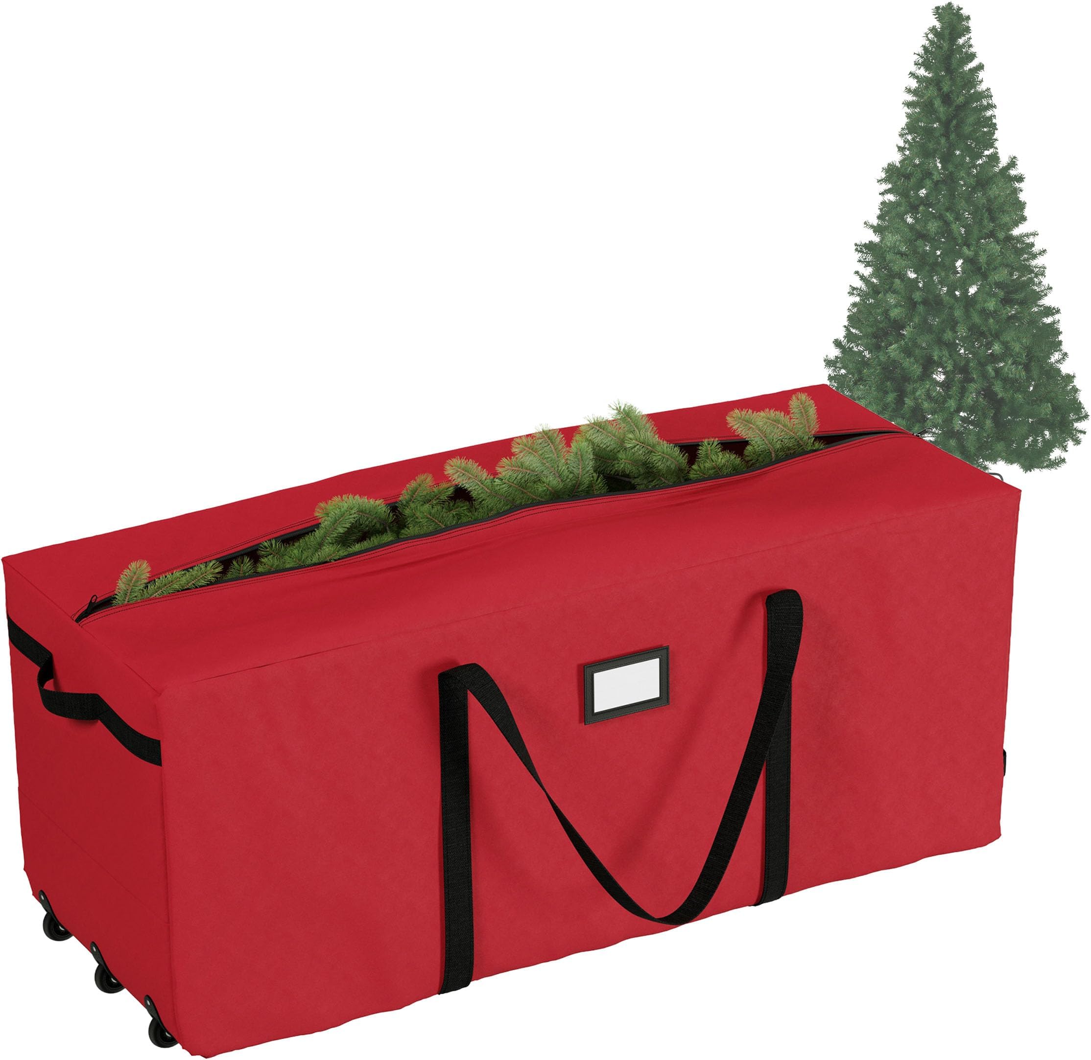Rolling Christmas Tree Storage Bag - Holds 9-Foot Artificial Trees, Holiday Decorations, Inflatables, Garland, and More by Elf Stor (Red)