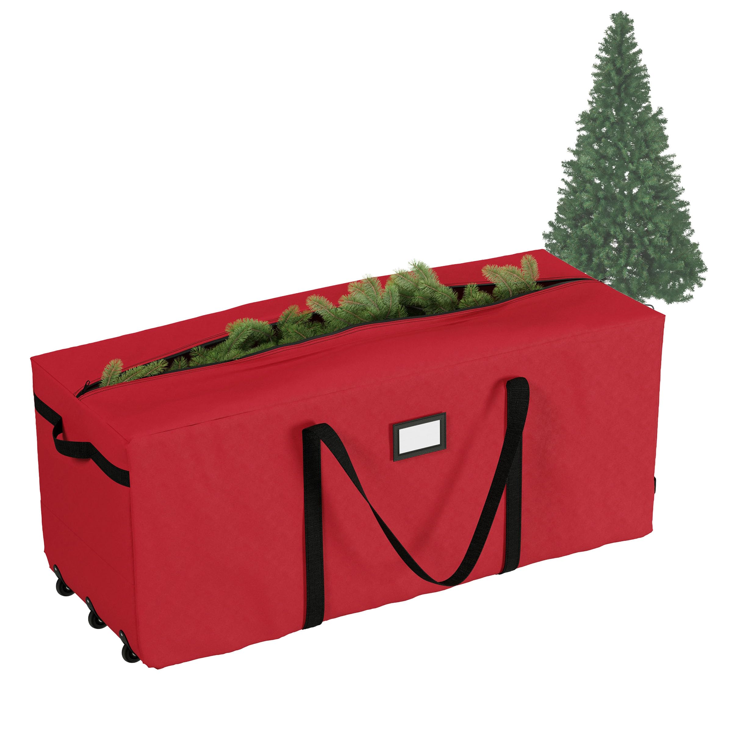 Rolling Christmas Tree Storage Bag - Holds 9-Foot Artificial Trees, Holiday Decorations, Inflatables, Garland, and More by Elf Stor (Red)