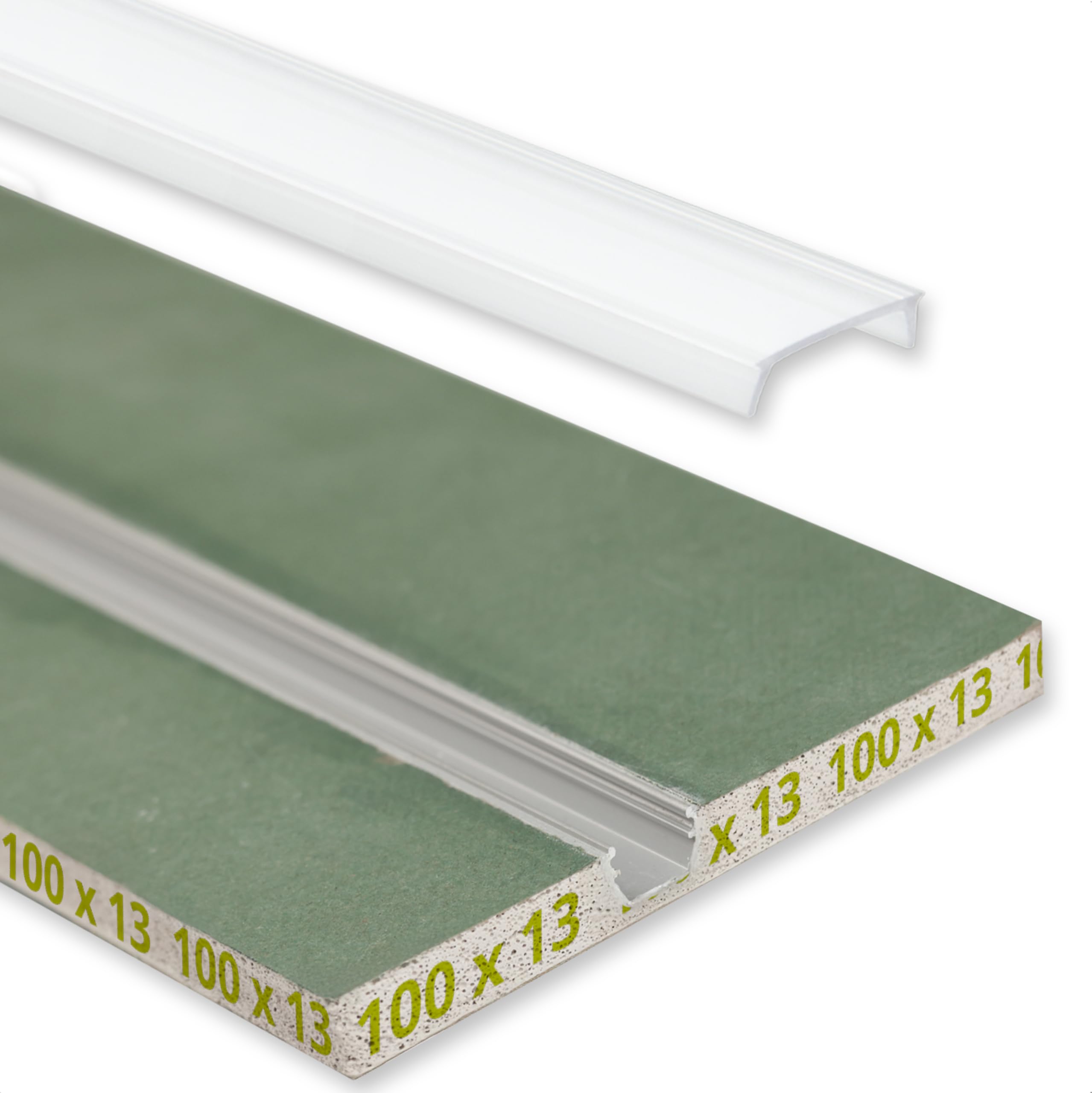INNOVATE Rigipsplatten LED Profil Trockenbau inkl. Diffusor [1 läufig 1m] Gipskartonplatten für LED Streifen I Trockenbauplatten Aluminium Profil Decke I Kabelkanal Unterputz Indirekte Beleuchtung