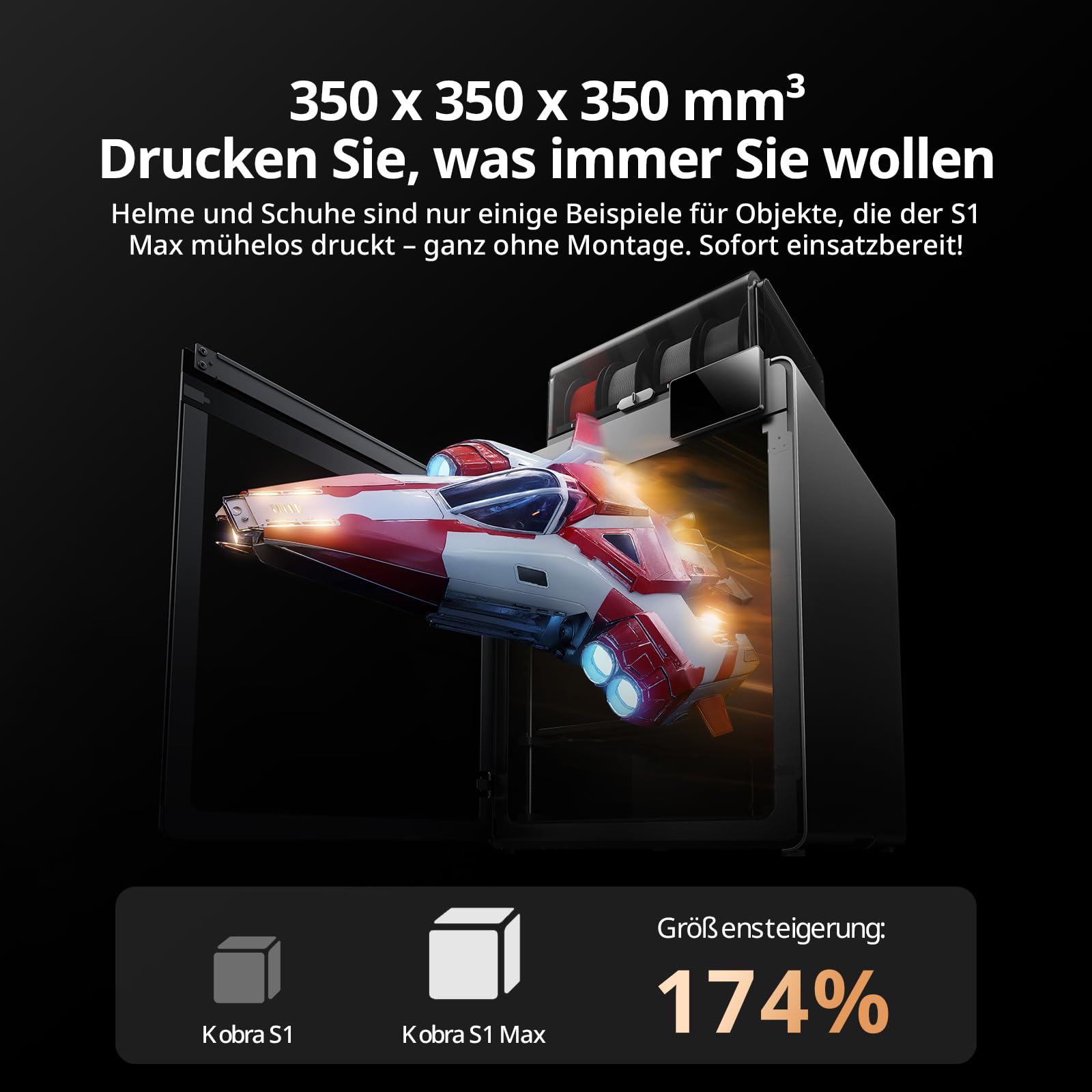 Anycubic Kobra S1 Max Combo 3D Drucker Mehrfarbig, 350 °C Hotend | Robuste Vollmetall CoreXY Konstruktion, Vollautomatische Kalibrierung, Druckgröße 350x350x350 mm