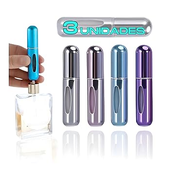 3 Unidades de Mini Frasco Portátil de Perfume Recarregável com Borrifador Spray Leve na Bolsa Estojo de Maquiagem Super Prático 5ml