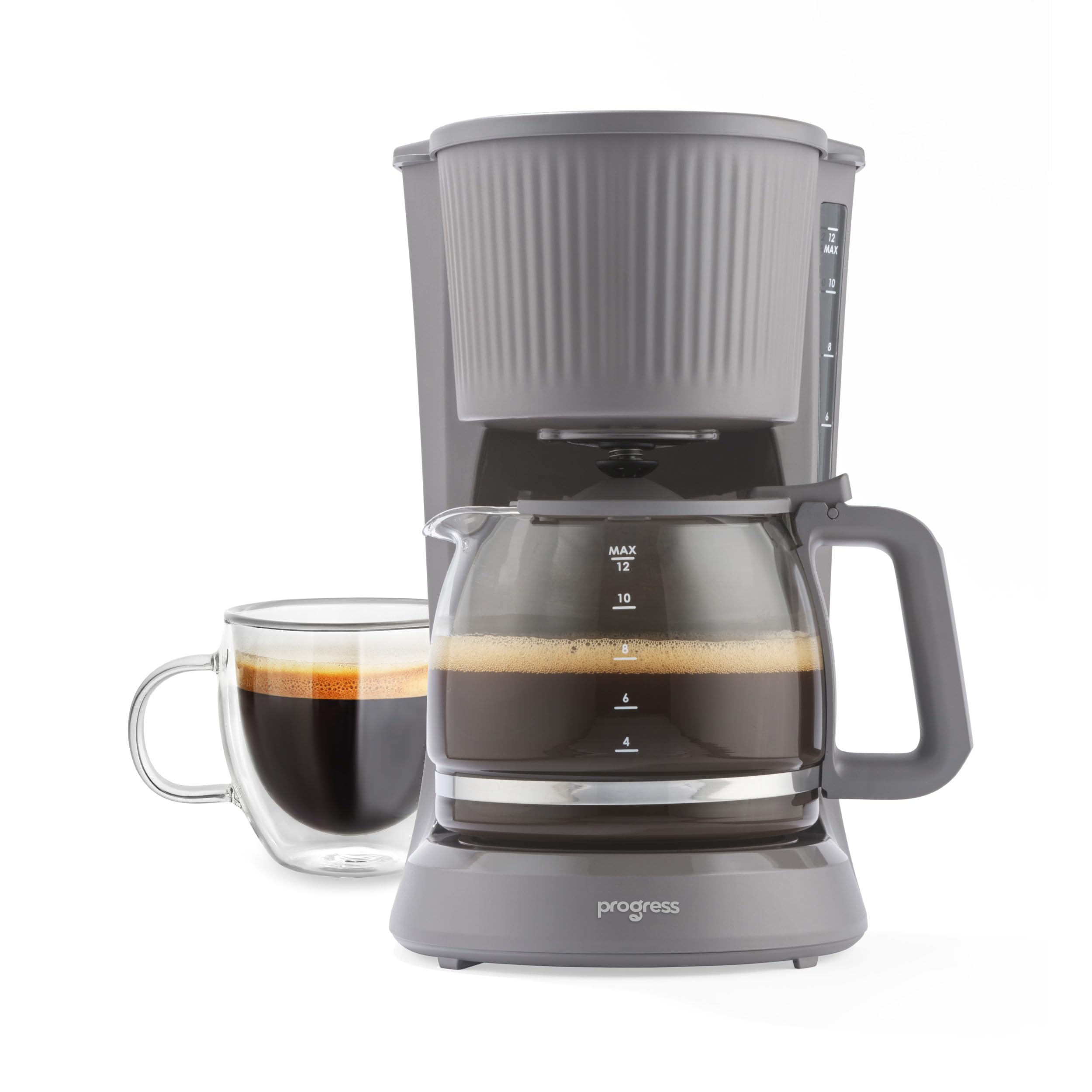 Progress Mellow Macchina da Caffè a Filtro Automatica – Funzione Anti-Goccia, Mantenimento in Caldo 30 Min, Spegnimento Automatico, Caraffa in Vetro 1,5 L, 750 W