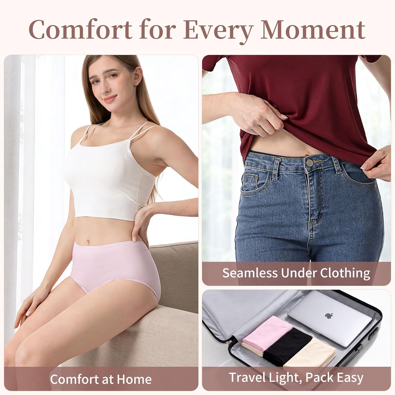 Silk Underwear for Women, High Waisted Briefs Underwear Full Coverage 100% Mulburry Silk Knit Women's Panties