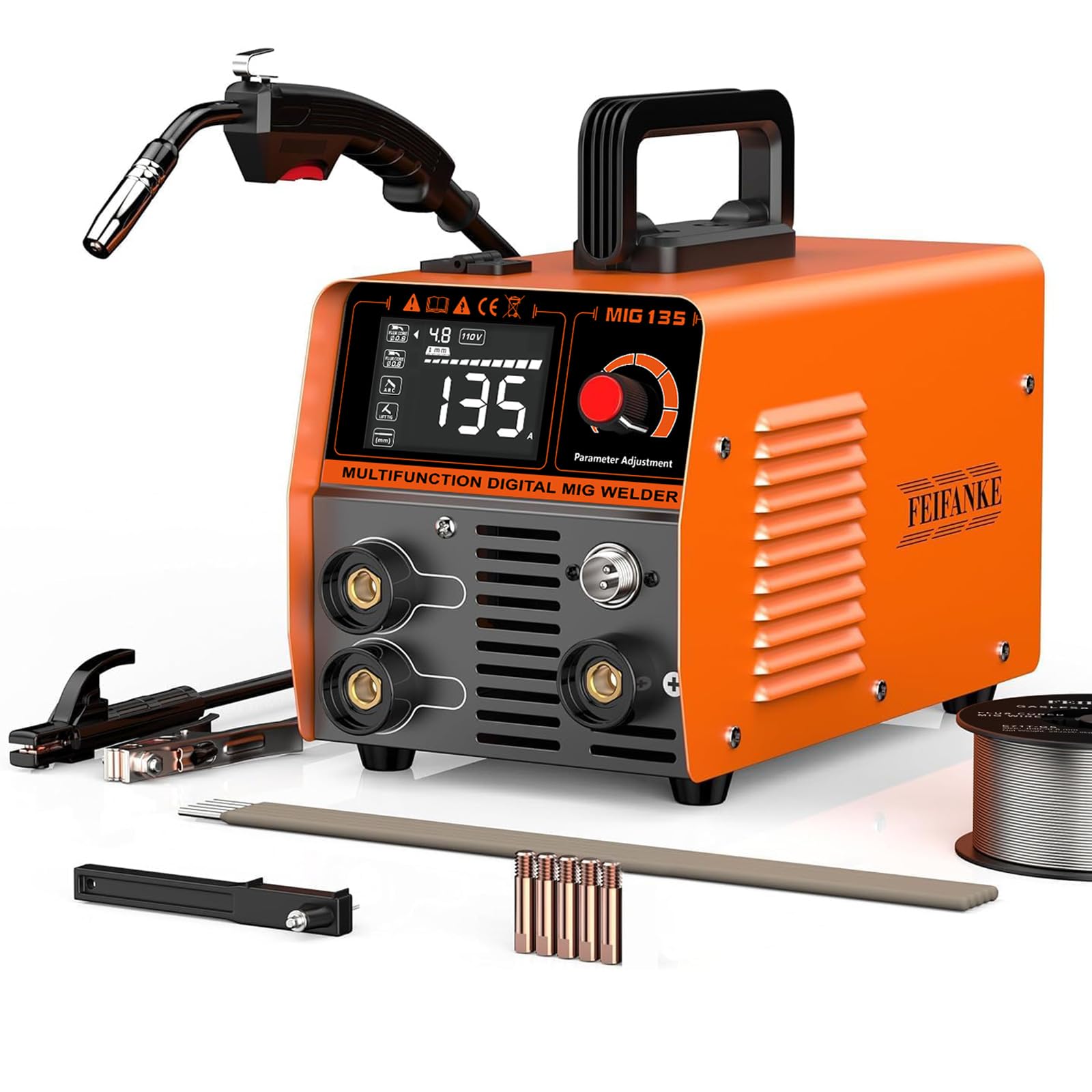 Amazon | FEIFANKE 半自動溶接機135A 1台3役 100V溶接機 ノンガスMIG