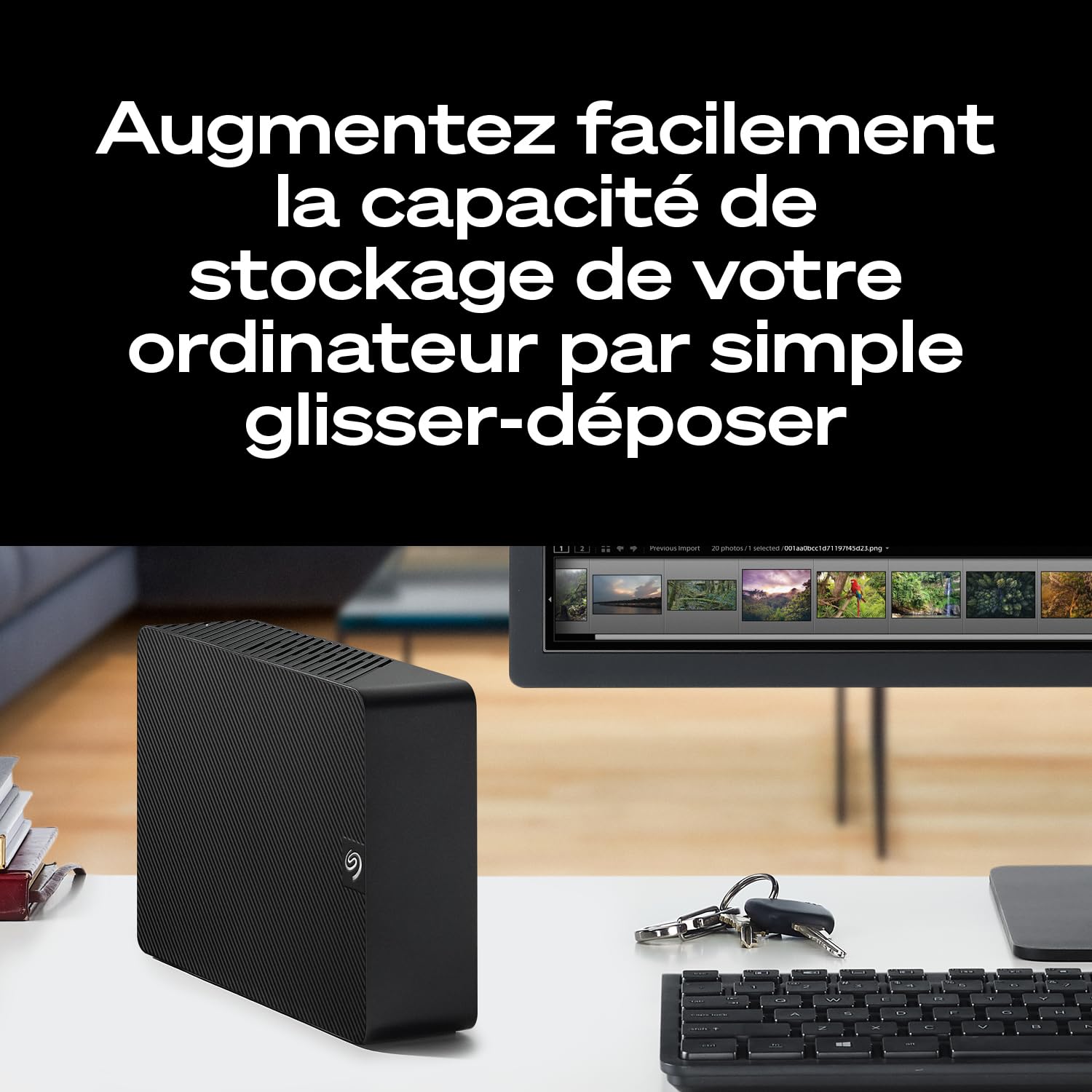 Seagate Expansion Desktop 12To, Disque Dur Externe HDD, 3.5 pouces, USB 3.0, PC & Notebook, Services Rescue (STKP12000400)