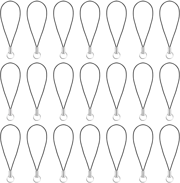 Hemobllo 100Pcs Strap Charm Cords Lariat Cellphone Strap Hand Wrist Lanyard Strap String ID Card Badge Lanyard Tag USB for Trinkets Charms Keychains Jewellery Making (Black)
