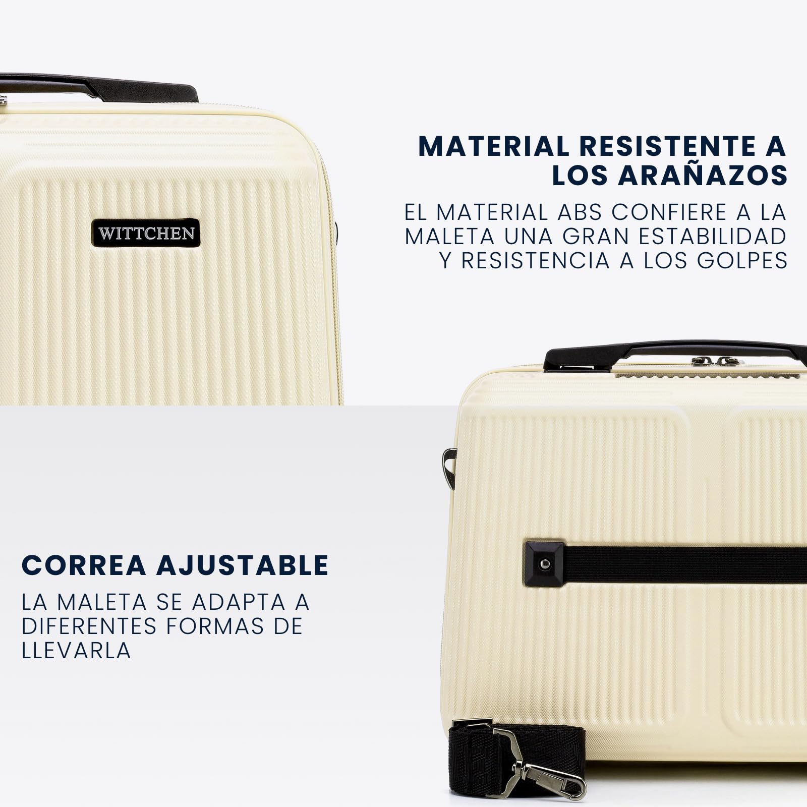 WITTCHEN Stripes Line Neceser Estuche para cosméticos Neceser de Viaje Equipaje rígido ABS Asa cómoda Correa para Hombro Crema