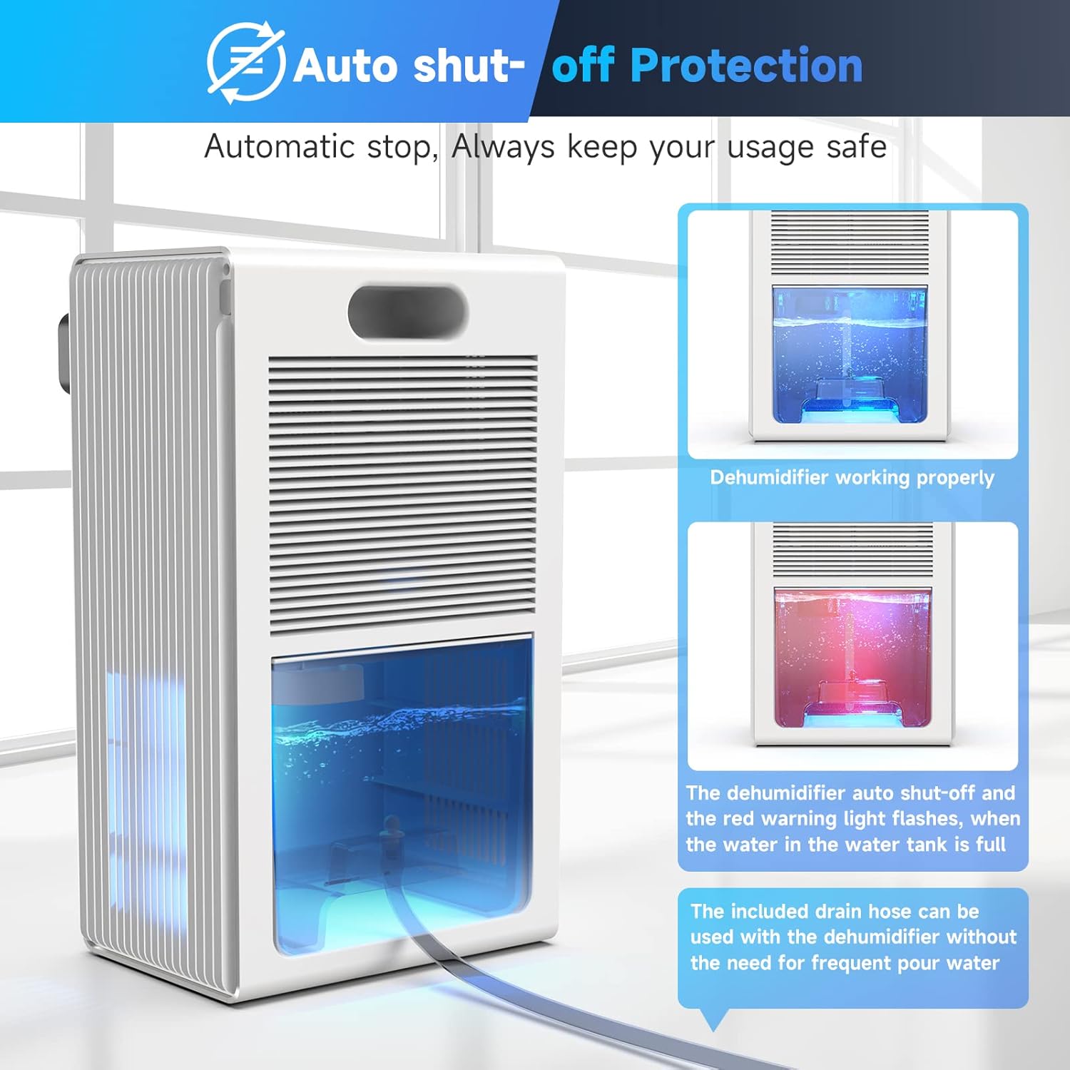 Portable and Quiet SIMSEN Dehumidifier for Home with Drain Hose, Ideal for Bedroom, Bathroom, Basements, Closet, and RV