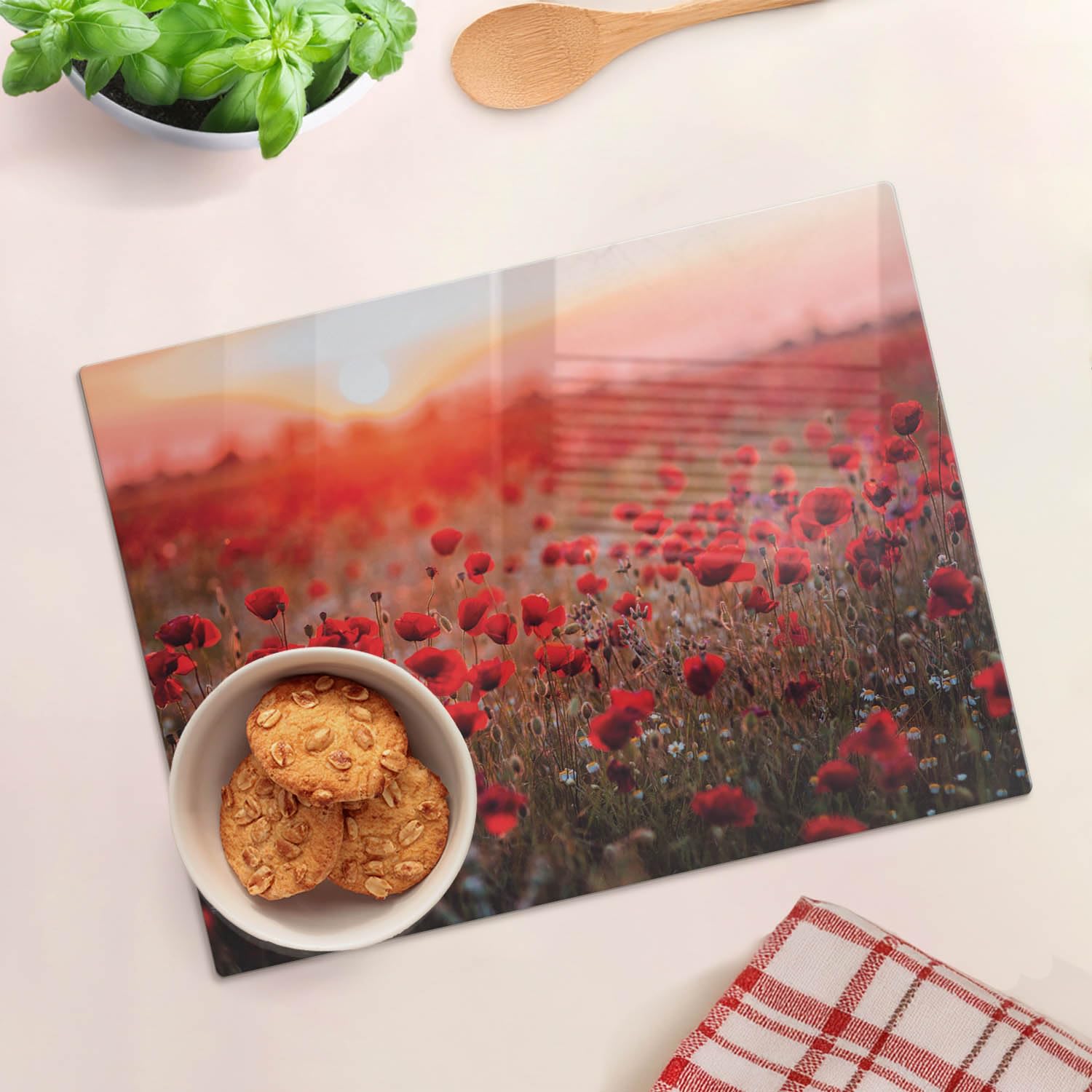 Modello termoresistente: Tagliere in vetro 40x30 cm Campo di papaveri