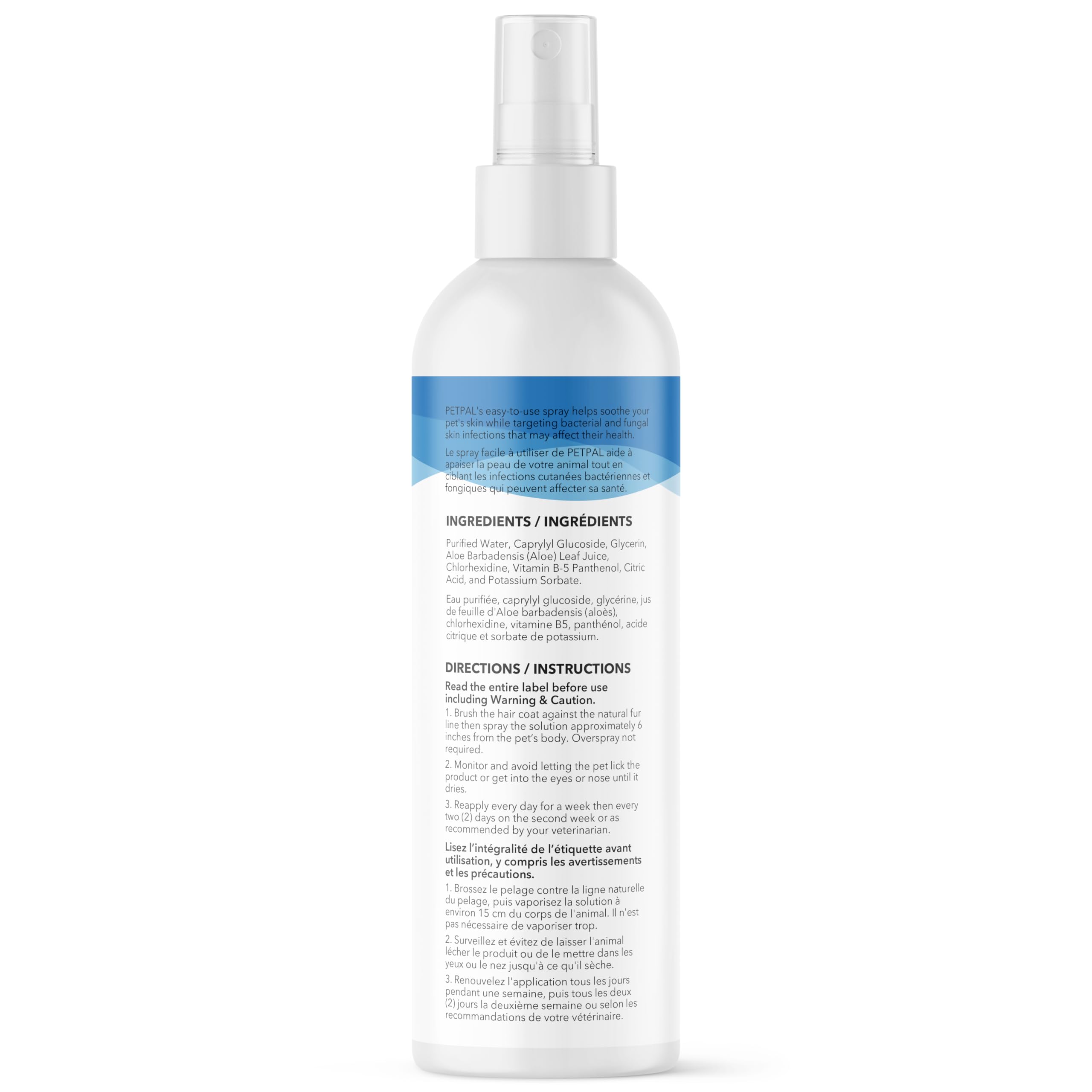 ChIorhexidine Spray by PetPal | with Aloe & VIT-B5 Panthenol | Hot Spot, Itch, Wound Care for Dogs and Cats | Relieves Itch, Rashes, Sores, Scrapes, Skin (8 fl oz / 240mL) — view 2