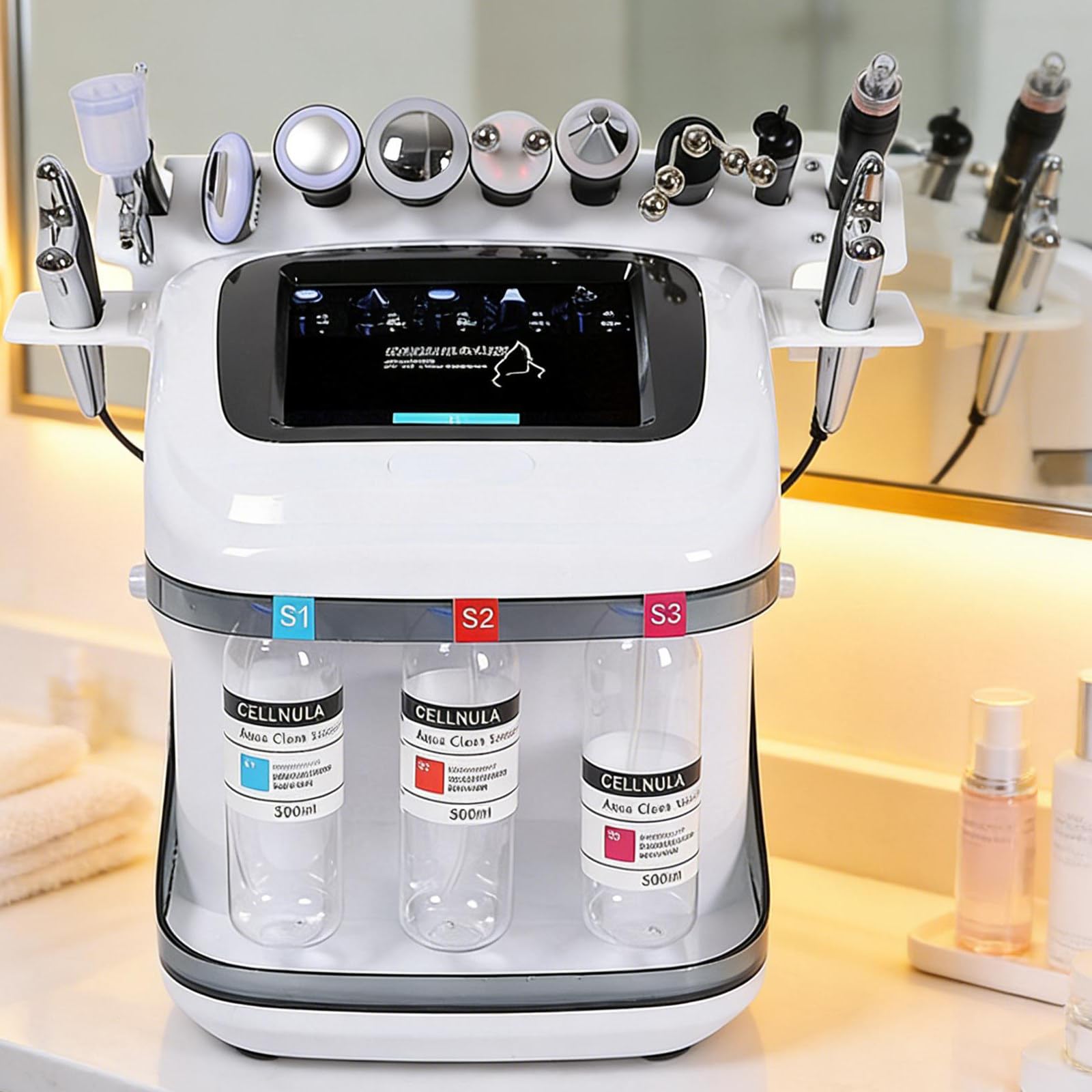 Urządzenie Do Hydrodermabrazji 10 W 1,Mały Analizator Skóry Z Ekranem Dotykowym,Wielofunkcyjne Urządzenie Do Twarzy,Mikrodermabrazja Diamentowa I Peeling Wodny