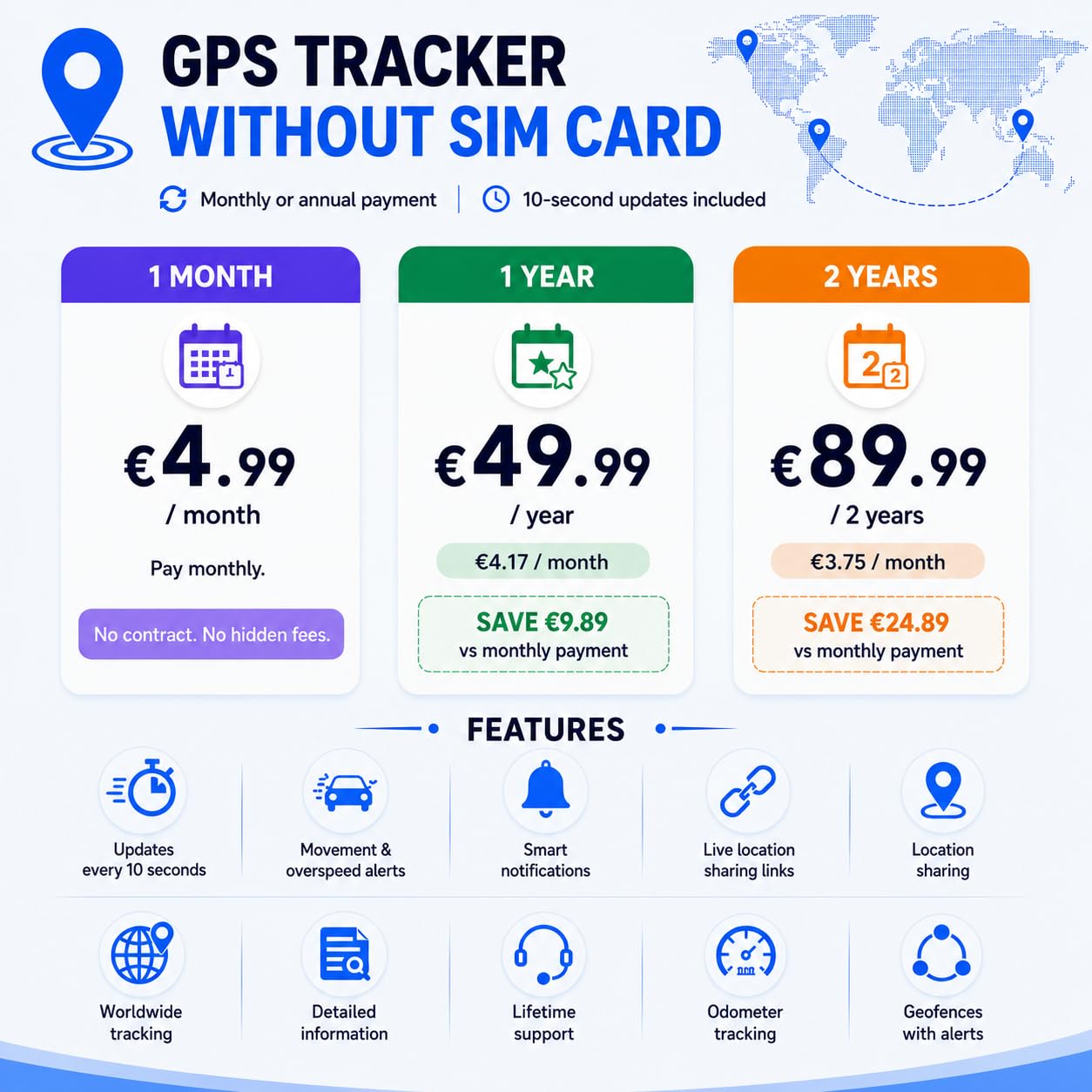 Winnes 4G GPS Tracker Localizzatore GPS per Auto con SIM Integrata Magnetico Batteria 5000mAh Impermeabile IP65 Anti-Furto,Geo-Fence, App Tracking in Tempo Reale,Basso Canone Mensile