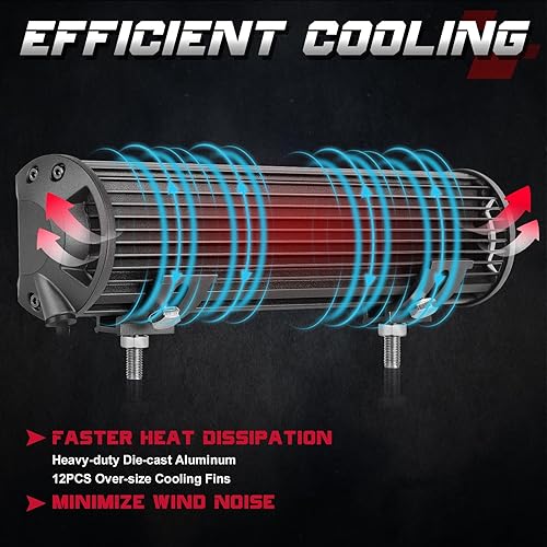 Miniatura 6 de OFFROADTOWN Barra de luz LED de 12 pulgadas, triple fila de luces todoterreno, barra LED negra, 108 W, combo de luz de conducción antiniebla con