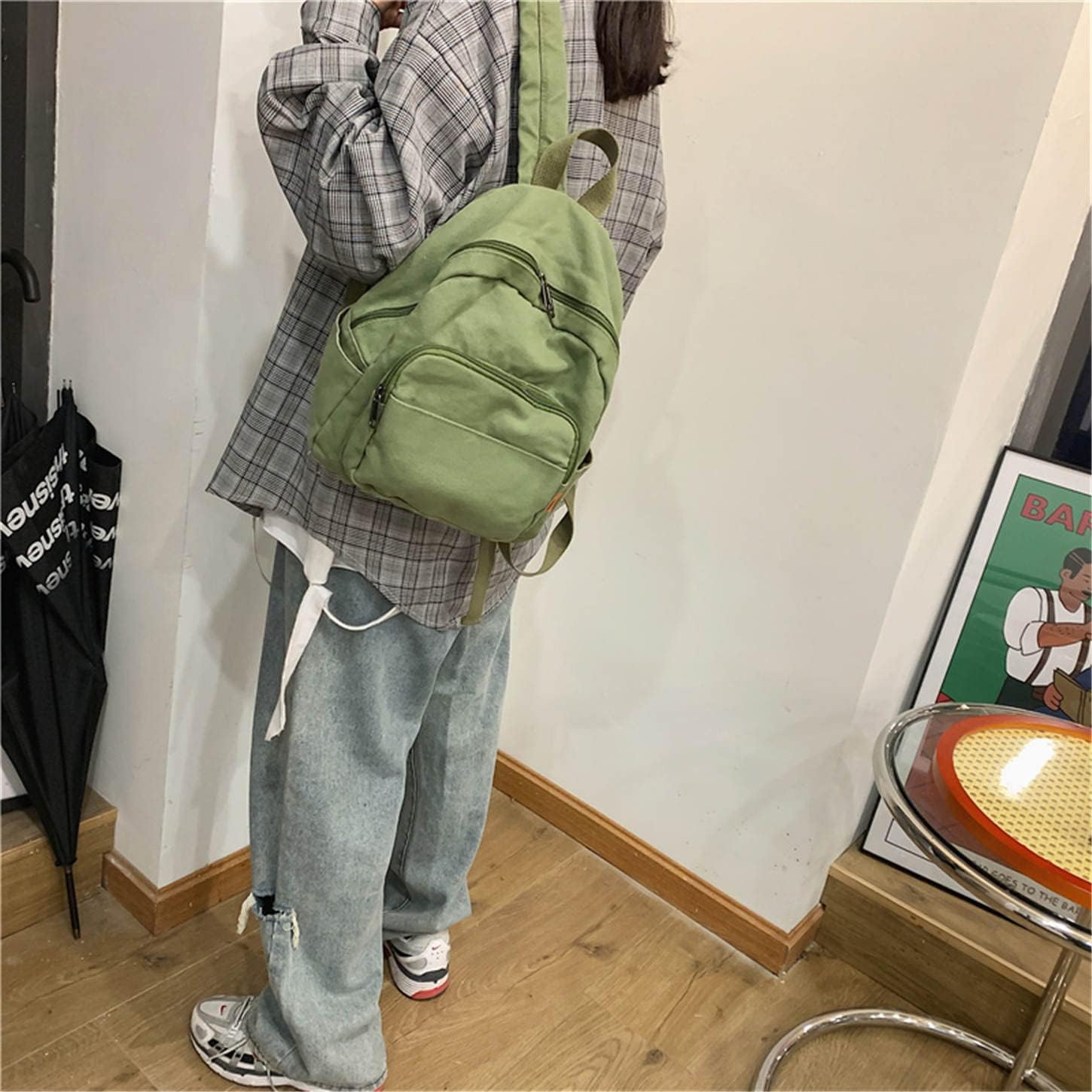 MaxxCloud Vintage Denim Laptop Backpack Casual Canvas Daypack Handbag Purse Lightweight Rucksack Shoulder Bag - Image 3