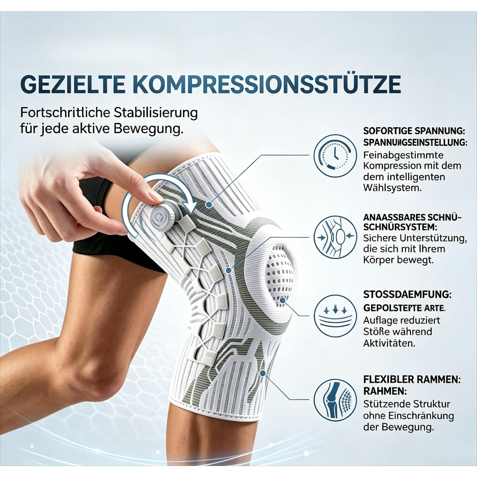 Vilaoknie Bandage Mit Drehverschluss, Verstellbare Kniebandage Mit Patellarschutz Für Sport Und Alltag (Schwarz - rechts,XXL)