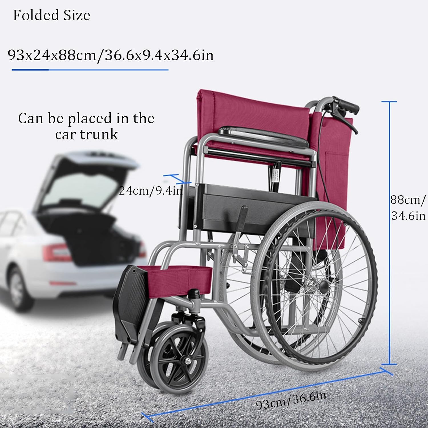 軽量車椅子ポータブル折りたたみ車椅子ハンドブレーキ付き高齢者手押し旅行 Amazon | 超軽量折りたたみ手動車椅子、高さ調節可能なレッグ