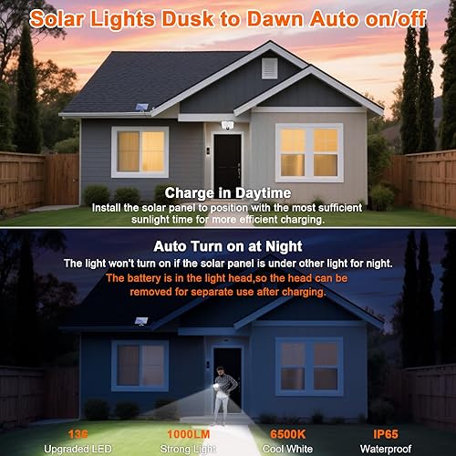 Miniatura 4 de Luces solares con sensor de movimiento para exteriores, impermeables, 3 modos, funciona con energía solar, luces de cobertizo del atardecer al