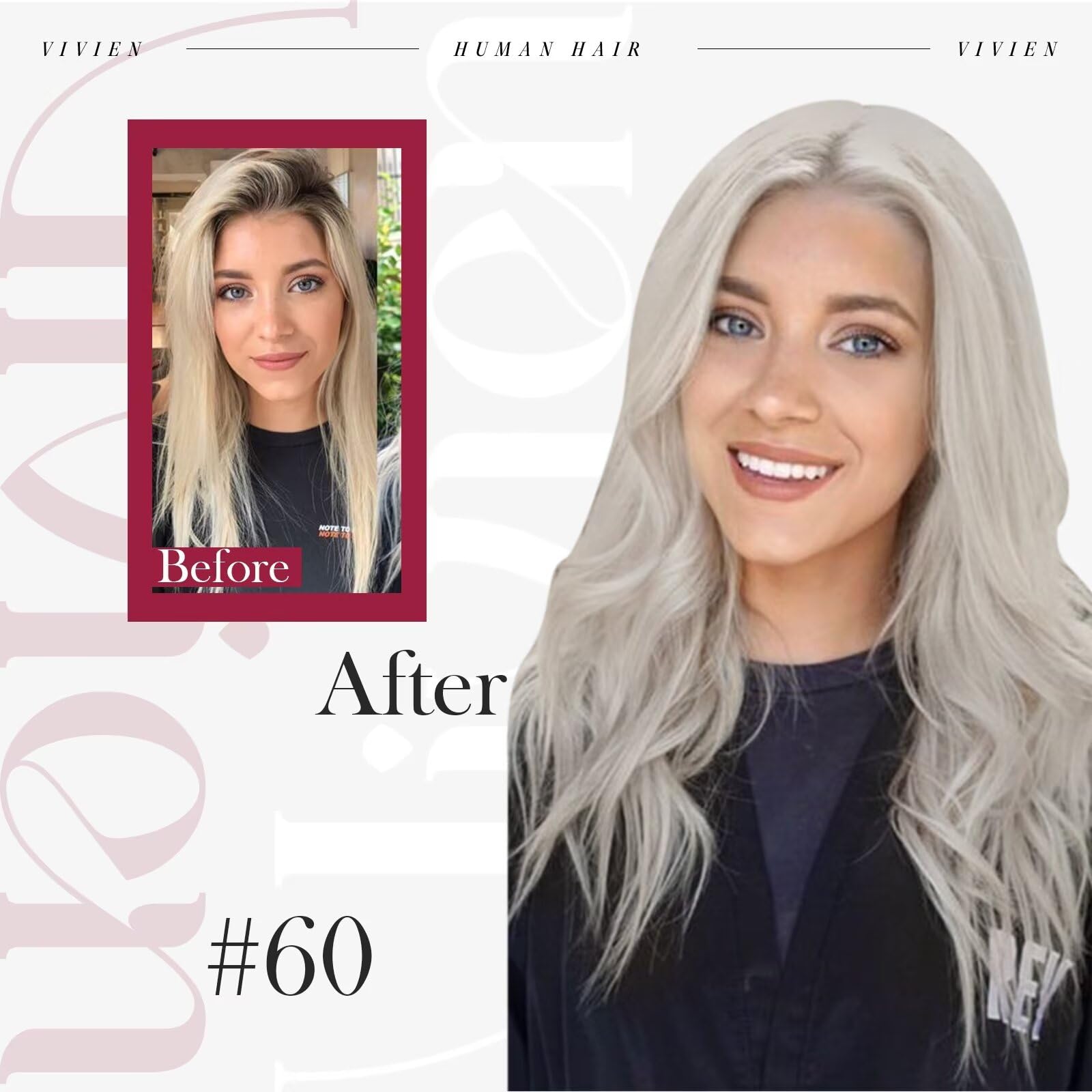 Vivien Clip in Hair Extensions for Women 22 Inch Double Weft Blonde Clip in Hair Extensions Blonde Human Hair Extensions Clip in Full Head #60 120g/7PCS — view 6