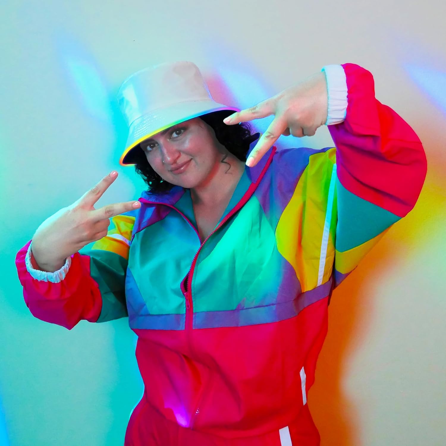 Recahrgeable Light Up Rave Bucket Hat - LED Bucket Hat for Men, Women - Iridescent Festival Hat - Neon Rave Gear - Image 5