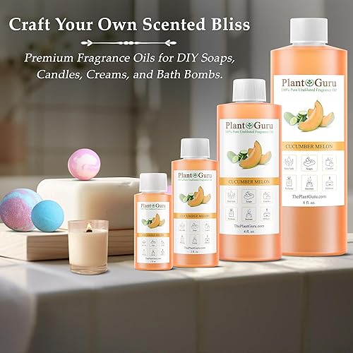 Miniatura 4 de Aceite aromático de melón y pepino, 4 onzas líquidas, aceite perfumado para hacer jabón, velas, bombas de baño, mantequillas corporales. Se utiliza