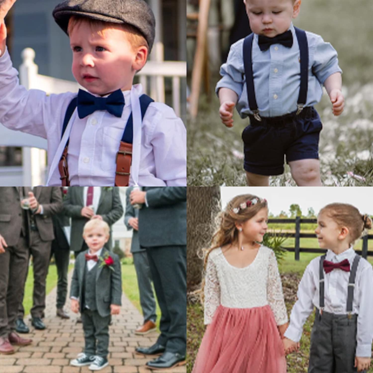 HANERDUN Tirantes Unisex con Pajarita para Niños y Niñas Fijación con Tres Clips en la Cintura del Pantalón para Niños de 1-10 Años