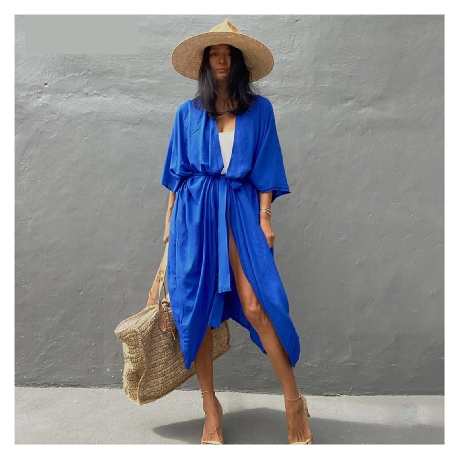 Copri Costume Mare Donna Copricostume da Bagno in Cotone, Abito Lungo, Pareo da Spiaggia, Cardigan Largo da Donna