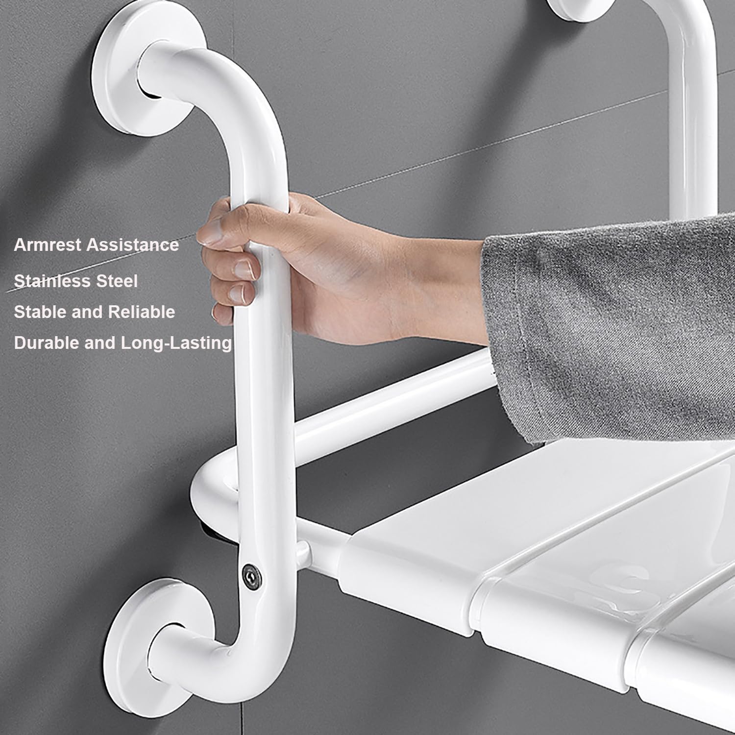 Asiento de Ducha Plegable,Silla de Ducha Antideslizante | Taburete de Baño Montada en la Pared,Banco de Ducha para Ancianos/Discapacitados,Ahorro de Espacio,Acero,Soporta 150 kg
