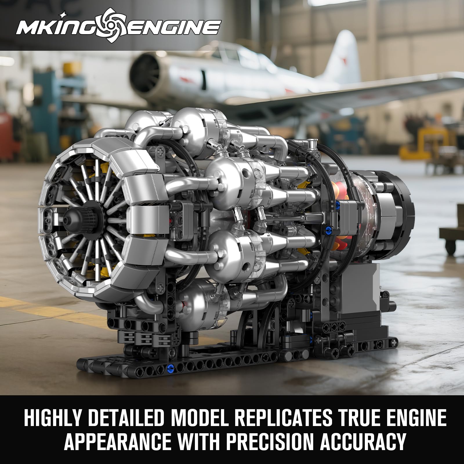 Mould King Flugzeug Motor Modell Bausatz, Klemmbausteine City Aviation Modell mit Motor, Ideal für Sammler & STEM Projekte(1214 Teile)