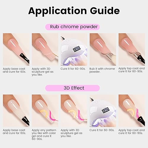 Miniatura 7 de RARJSM Esmalte de gel para esculpir 3D, pintura transparente, diseños de arte de uñas, no se limpia, cromado, polvo de uñas, dijes, decoración de