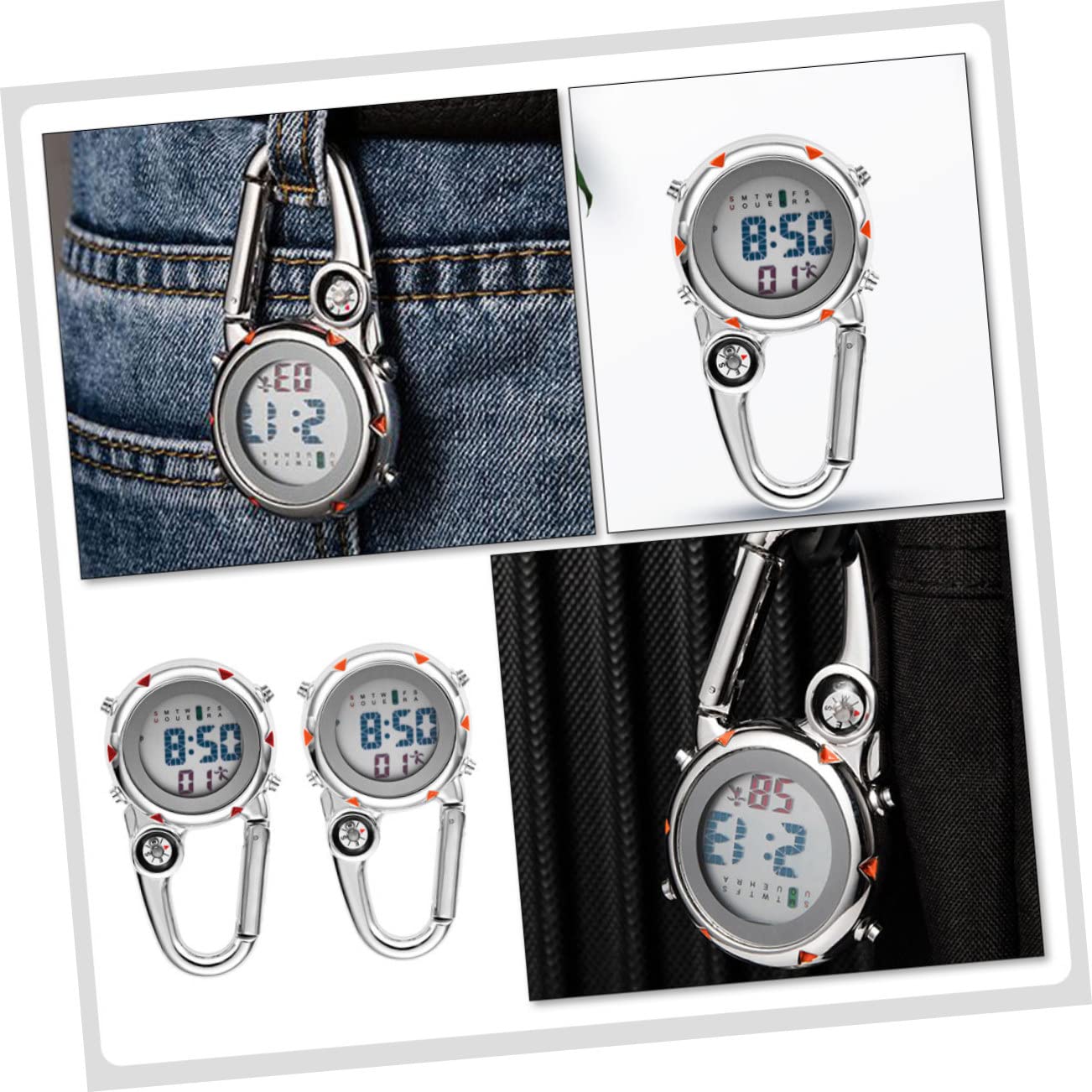 Sosoport 6stücke Multifunktionale Taschenuhr Mit Karabiner Clip Leichtgewichtige Metalluhren Für Outdoor-aktivitäten Für Camping Und Freizeit Farben