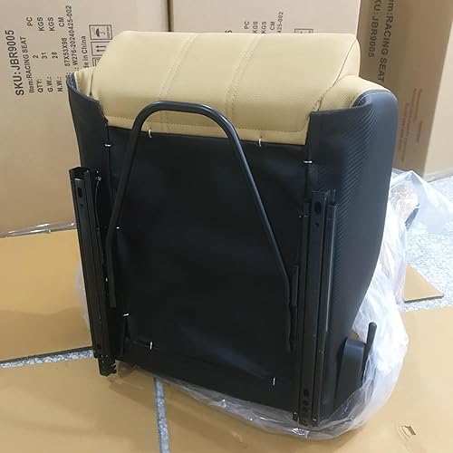Miniatura 8 de Asientos universales para carreras, cuero de PVC beige, reclinable, con doble deslizador, asiento inferior bajo (no incluye soporte de asiento)