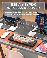 YINDIAO K68 60% Vezeték Nélküli Mechanikus Gaming Billentyűzet, Bluetooth 5.0/2.4GHz, 68 Gombos Kompakt Mini Billentyűzet Hot Swap Funkcióva 4