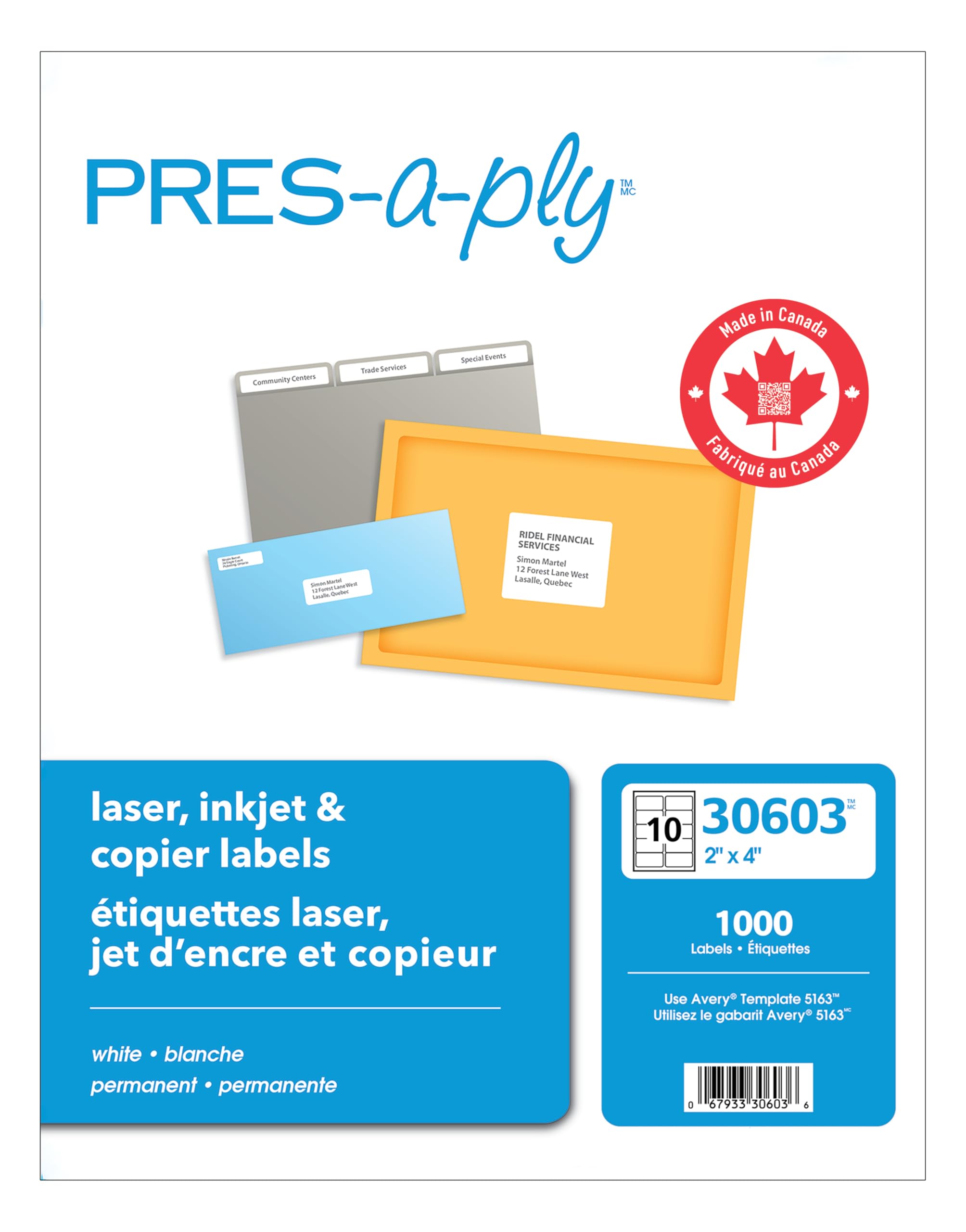 Amazon.com : PRES-A-Ply Laser Labels, 2 x 4 Inch, White, 1000