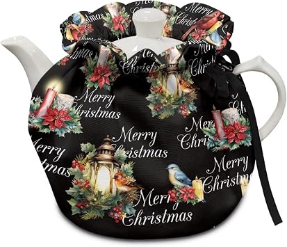 Yewattles Breakfast Warmer Teapot Cozies Creative Kitchen Tea Pot Cover Insulated Kettle Cozy for Housewife Mom Friend, Merry Christmas